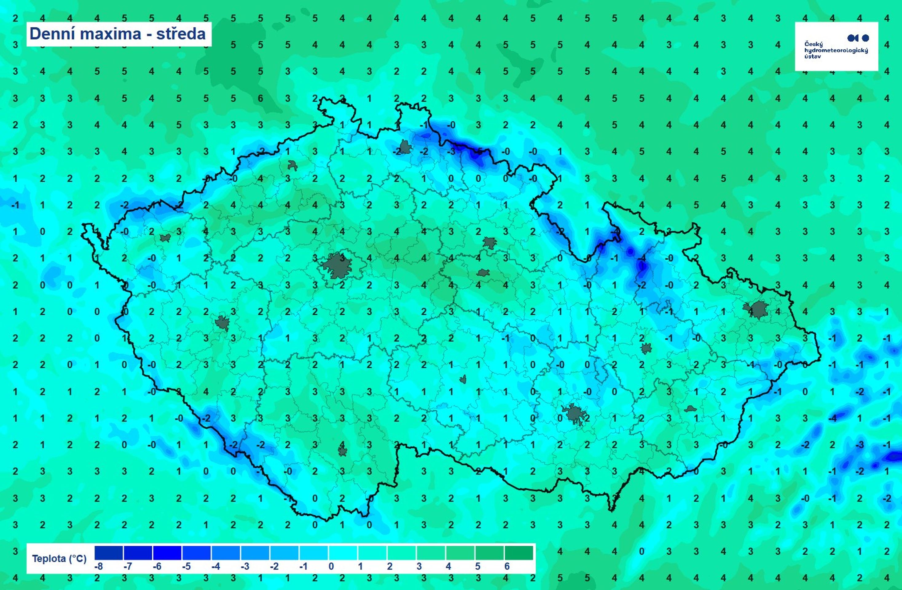 Denní maxima – středa 19. 11. - Počasí ČHMÚ (2/3)