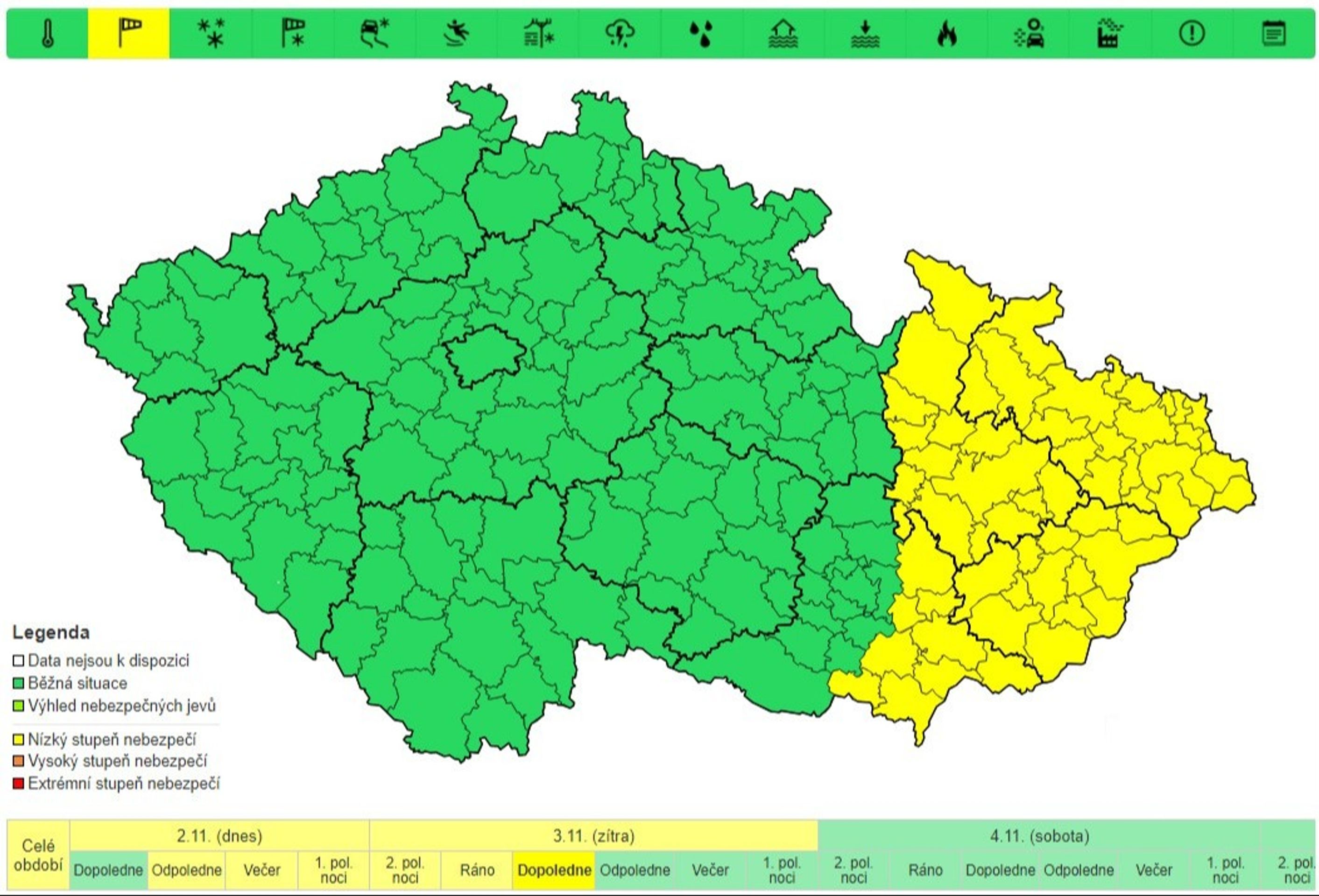 Výstraha před silným větrem, 3. 11. 2023 dopoledne - Výstraha před silným větrem (6/6)