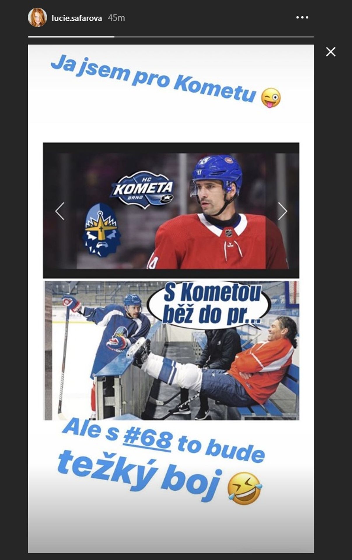 Lucie Šafářová přidala fotku na instagram - GALERIE: Tenistka Lucie Šafářová chce, aby Plekanec hrál v Brně (1/5)