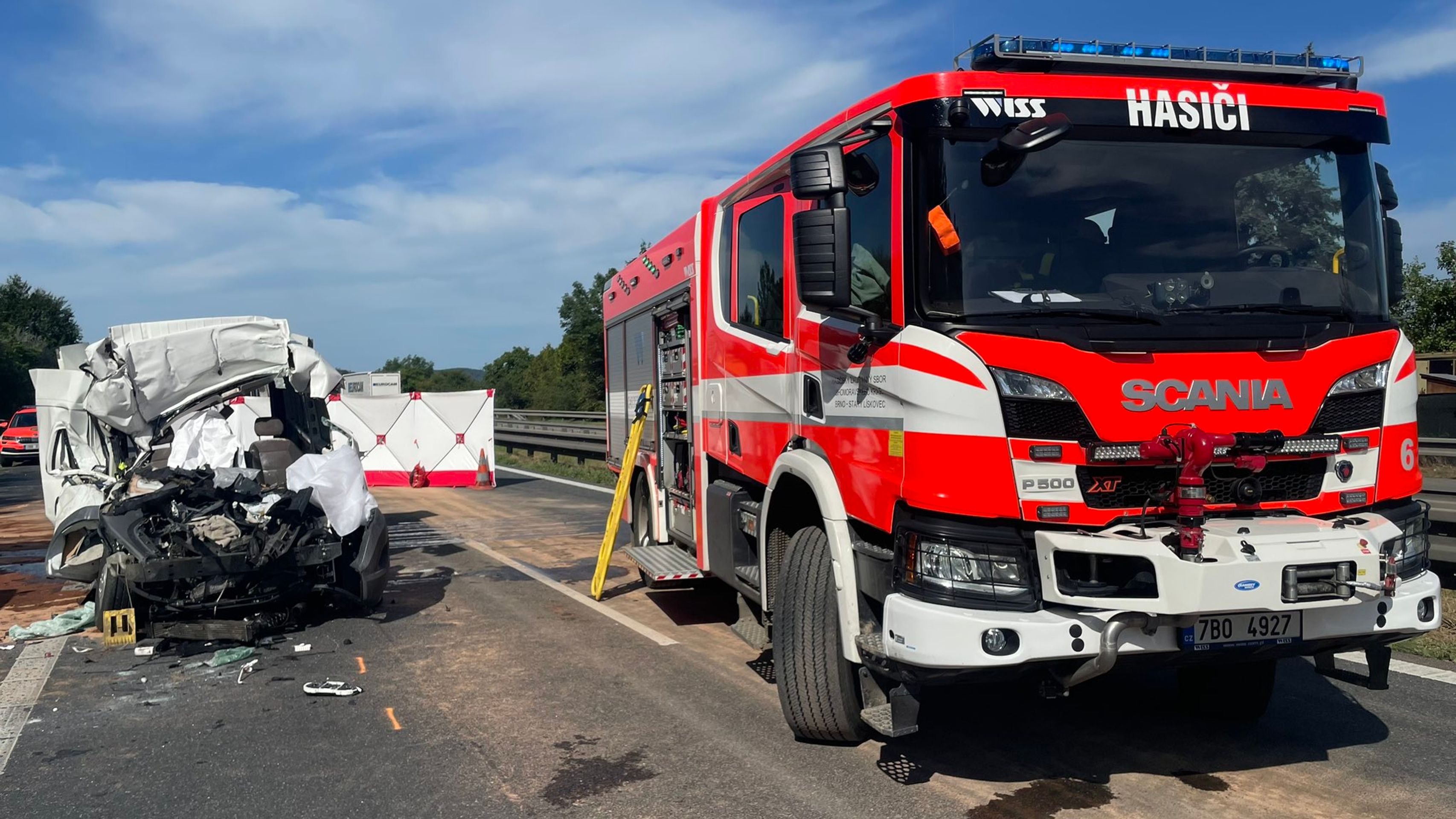 Nehoda na D1 v Brně (25. 8. 2023) (1) - Nehoda na D1 v Brně (25. 8. 2023) (1/10)