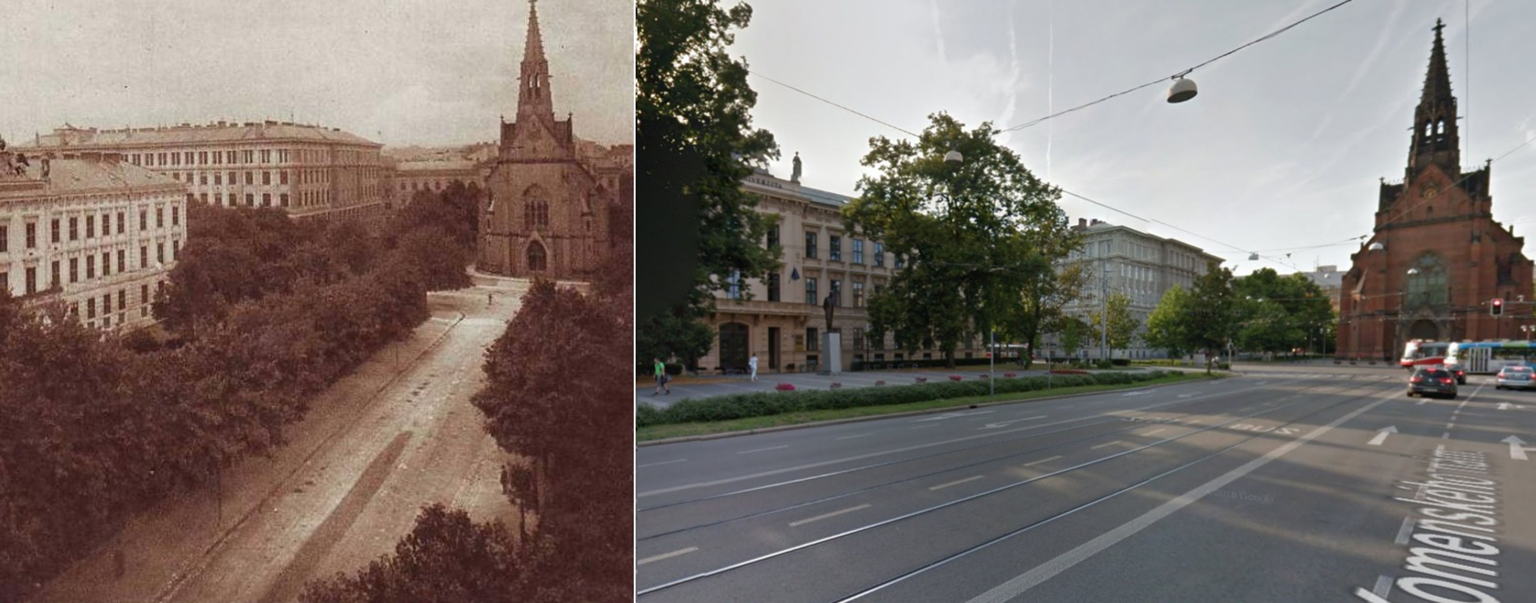 Historické obrázky - Brno, Komenského náměstí - GALERIE: Jihomoravský kraj dříve a dnes (8/22)