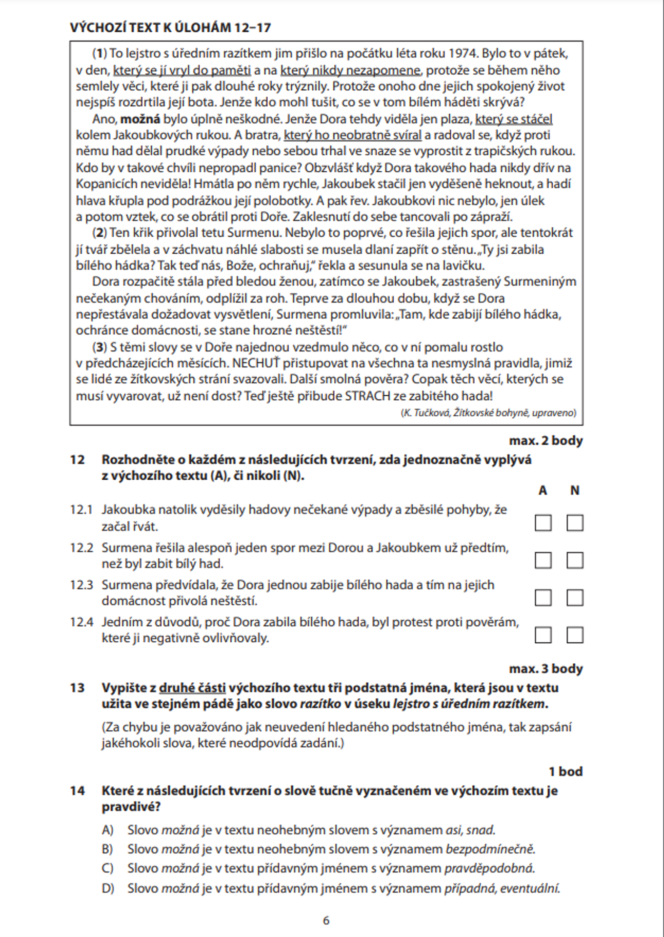 Maturita z češtiny 5 - Zadání didaktického testu z českého jazyka (5/11)