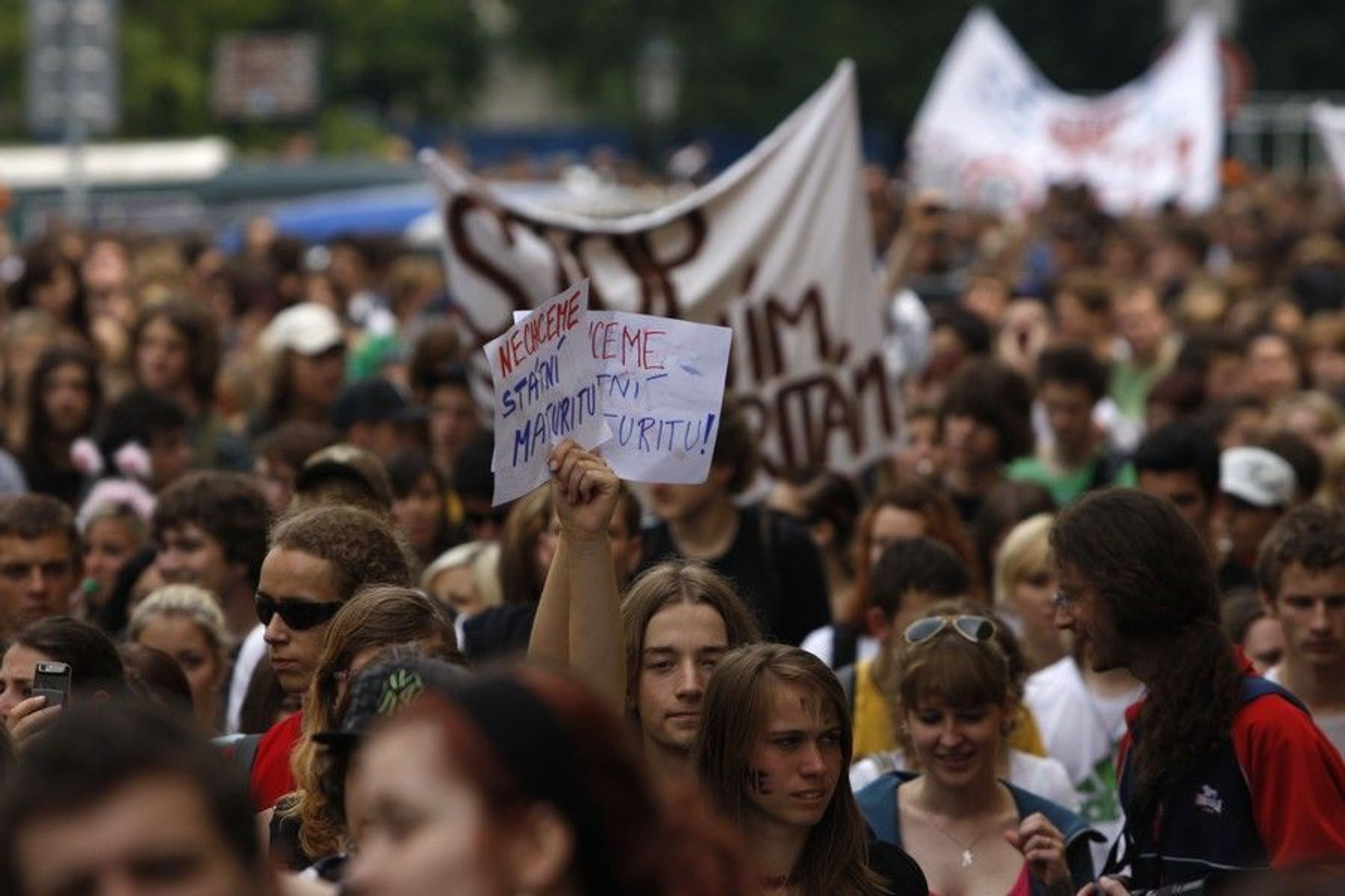 Protest studentů - GALERIE: Studenti protestují proti státní maturitě (4/9)