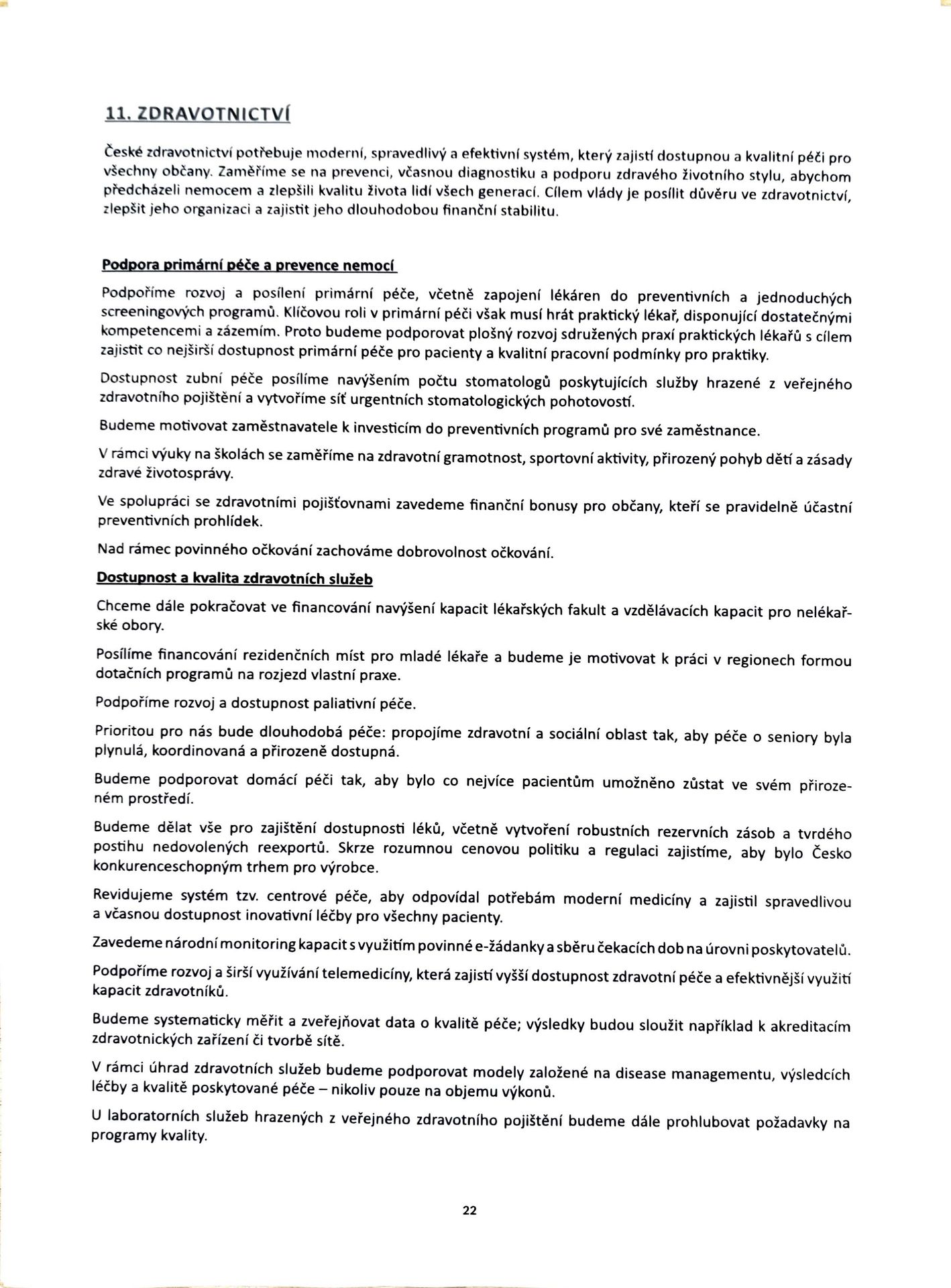 Návrh programového prohlášení vlády ČR – listopad 2025 (22) - Návrh programového prohlášení vlády ČR – listopad 2025 (22/38)