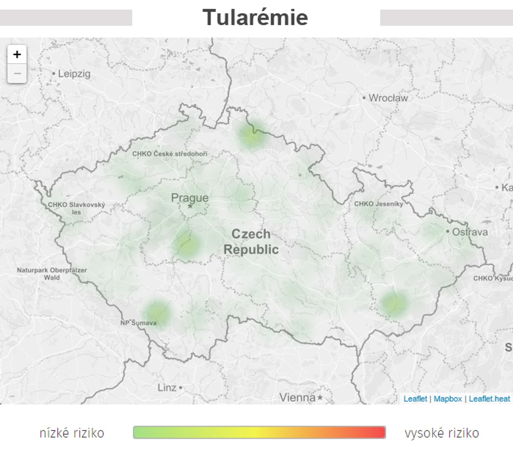 Mapa aktivity klíšťat na území České republiky - Tularémie - GALERIE: Mapa aktivity klíšťat na území České republiky (5/7)