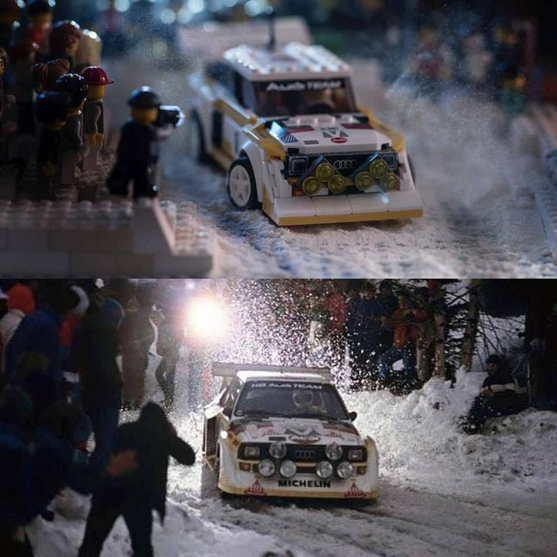 Fotograf vytvořil celé scény z Lega podle historických snímků - 24 - Fotogalerie: Úžasné scény z Lega zachycují legendární Audi Quattro (1/13)