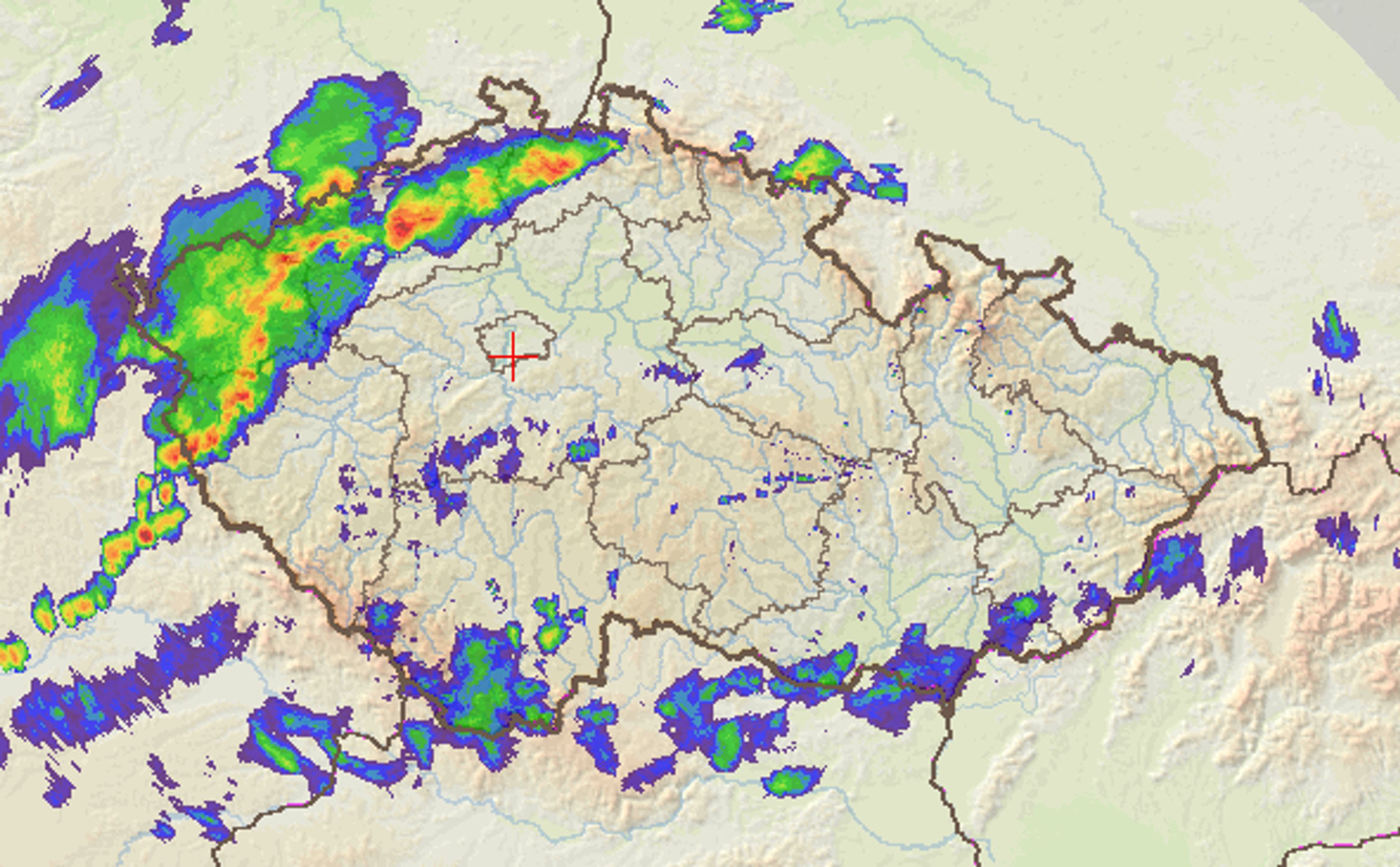 Mapa srážek 23.4. 2018 - 11:30 - GALERIE: Do Česka se ženou bouřky (3/5)