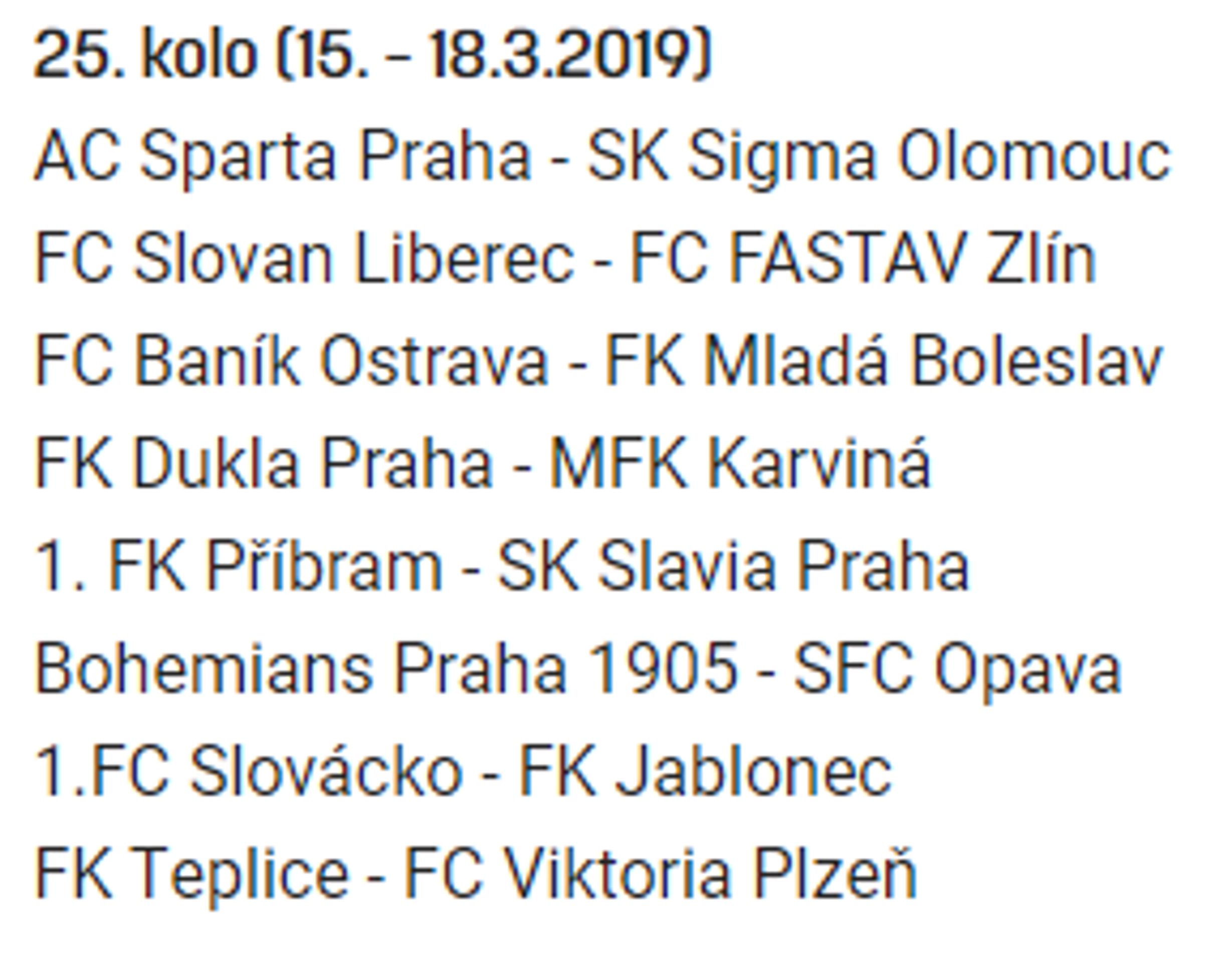 25. kolo - GALERIE: Přehled jednotlivých kol ročníku 2018/19 (25/30)