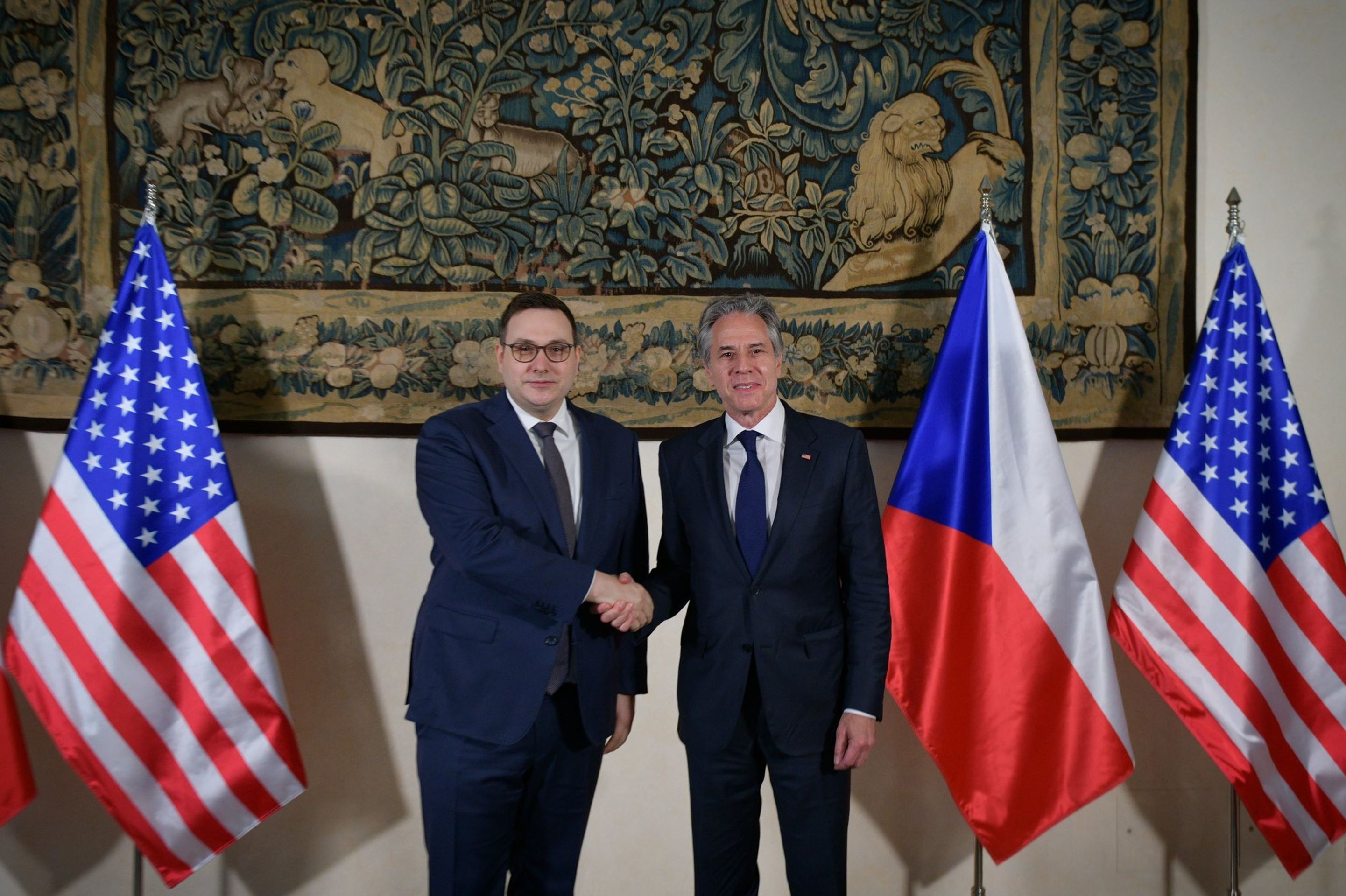 Ministři zahraničí Anthon Blinken a Jan Lipavský (1) - Jens Stoltenberg a Anthony Blinken v Praze (10/17)