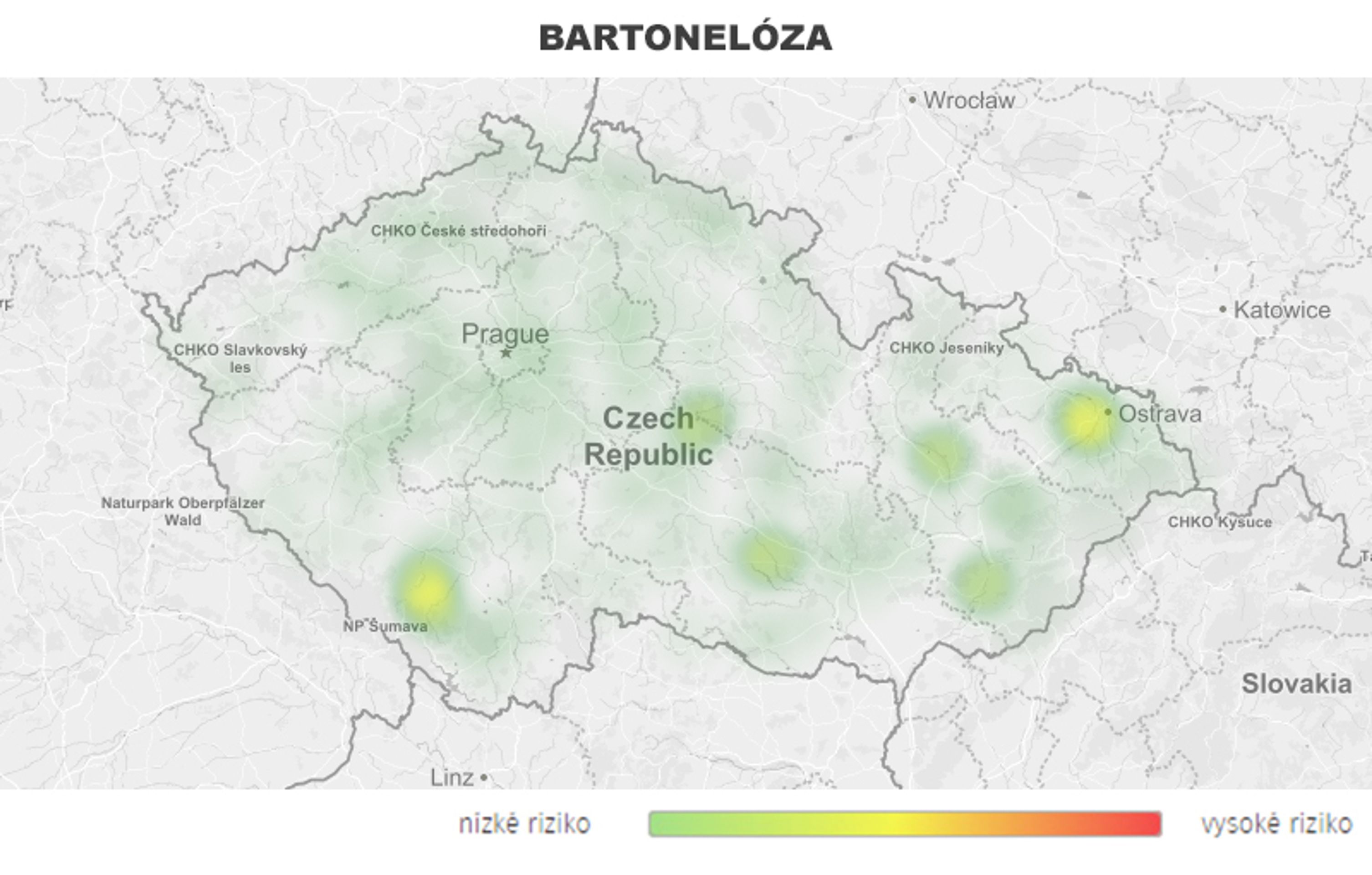 Mapa aktivity klíšťat na území České republiky - BARTONELÓZA - GALERIE: Mapa aktivity klíšťat na území České republiky (2/7)