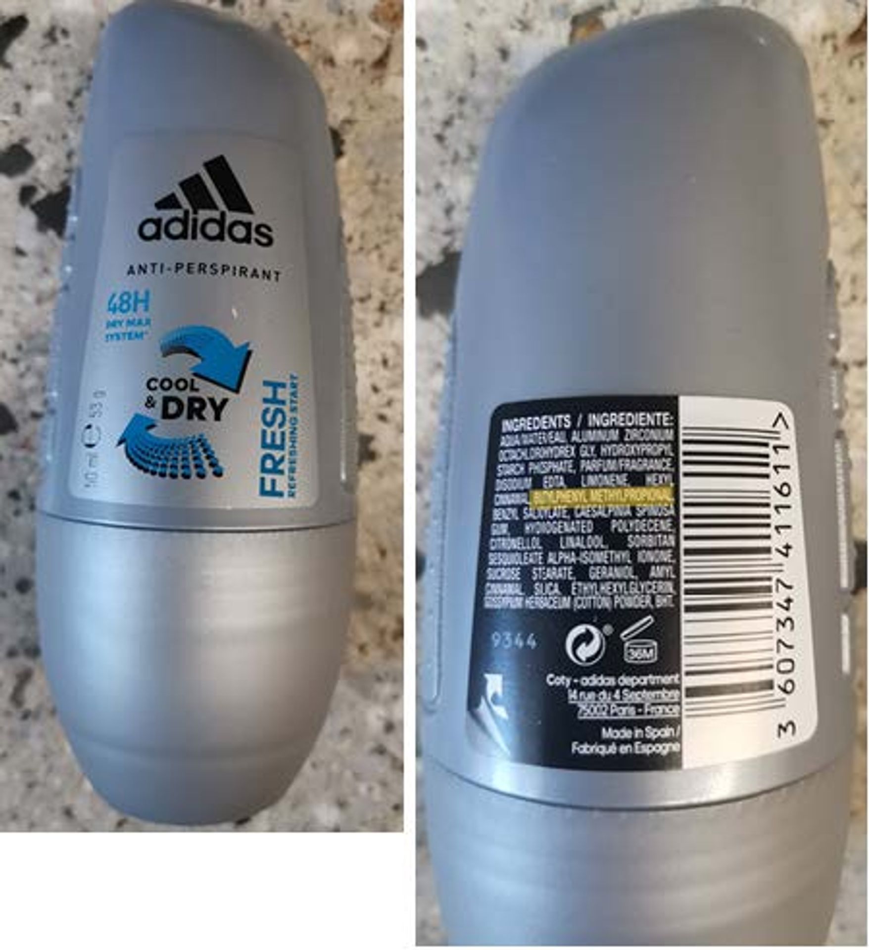 adidas, ANTI-PERSPIRANT, FRESH REFRESHING START, COOL & DRY - Nebezpečná kosmetika (1/3)