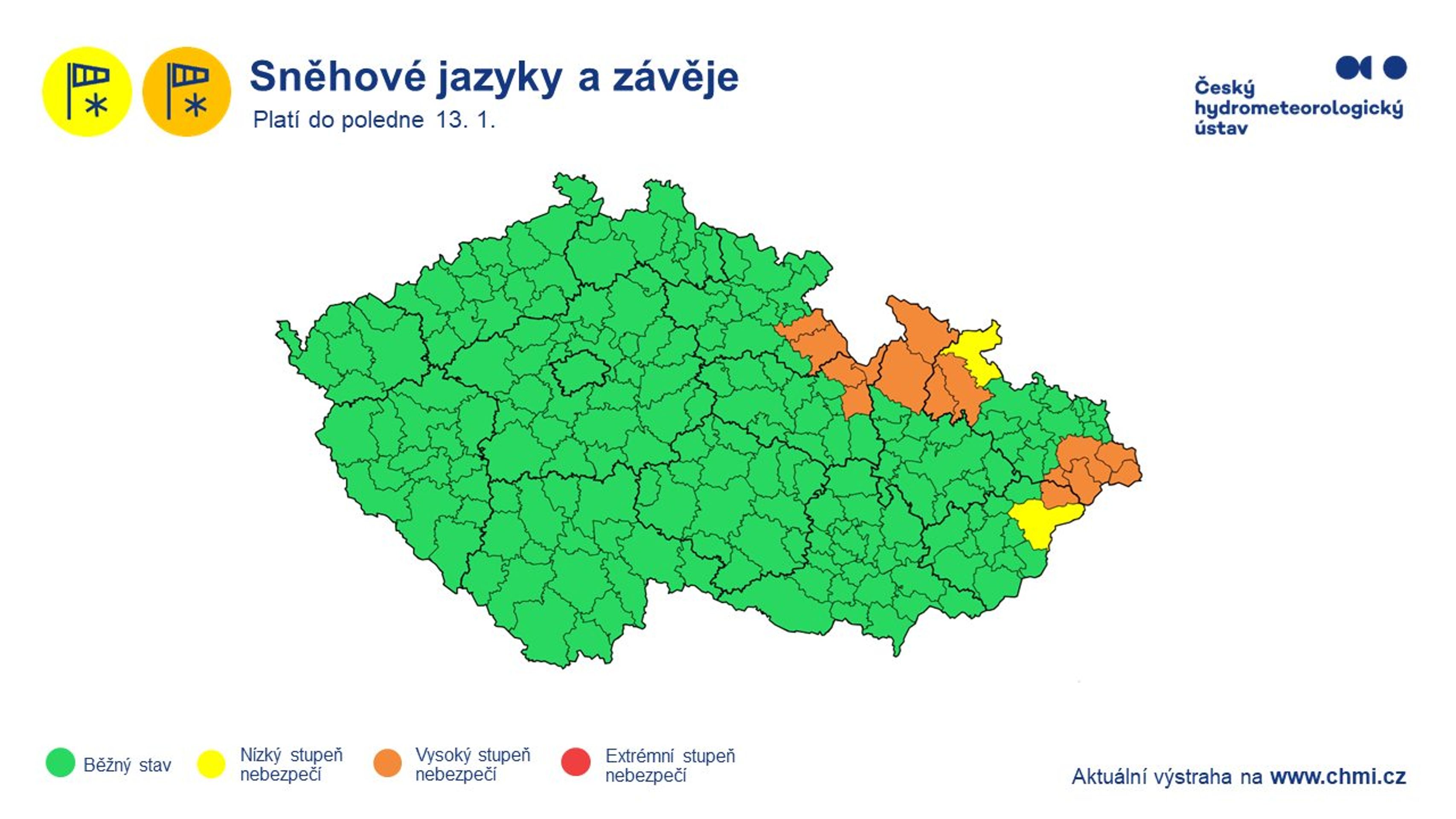 Výstraha před sněhovými jazyky 13. ledna 2025 - Počasí v Česku ovlivnila tlaková níže Charly (4/6)