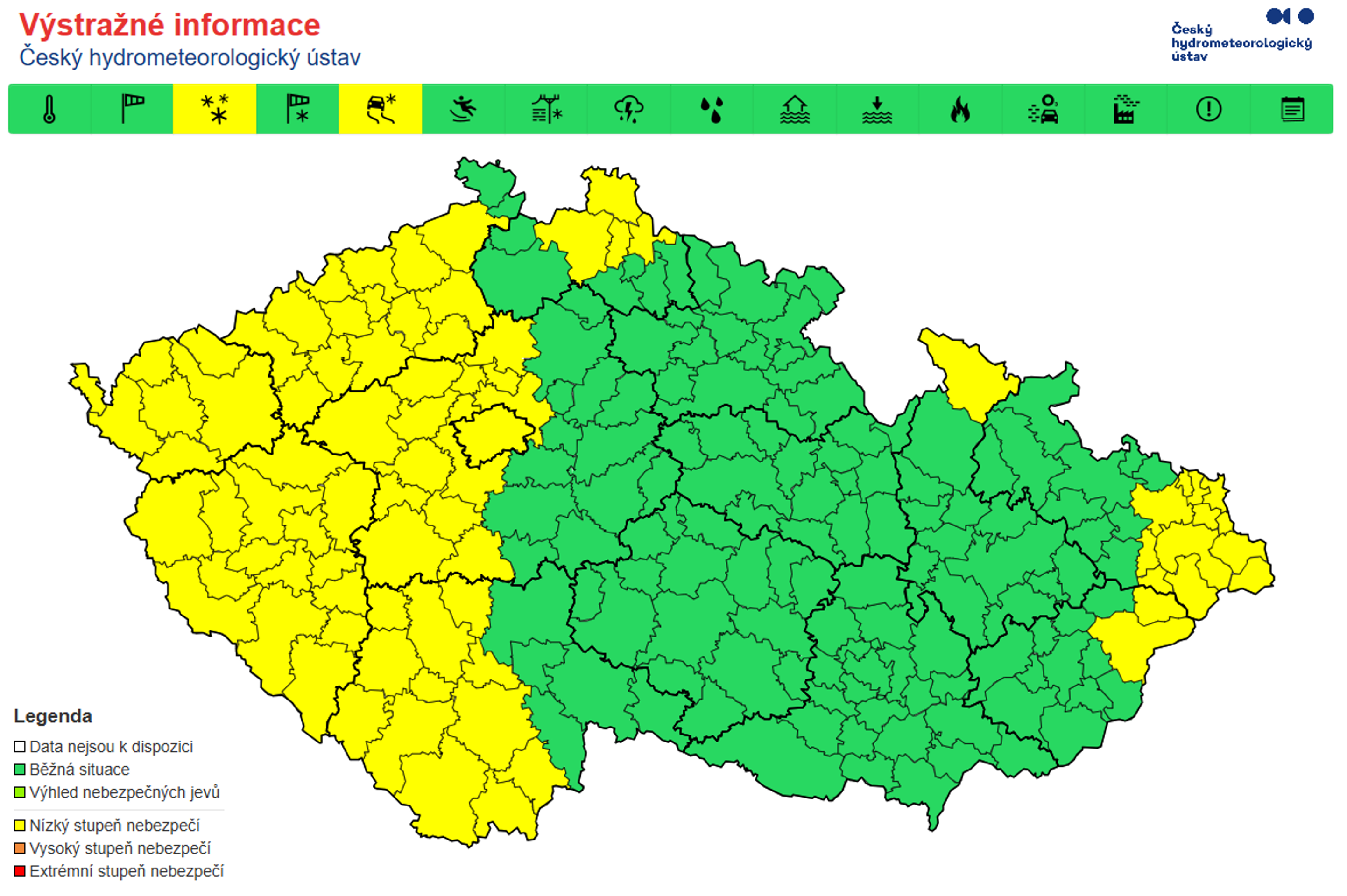 Výstražné informace před novou sněhovou pokrývkou a náledím - Výstražné informace (1/3)
