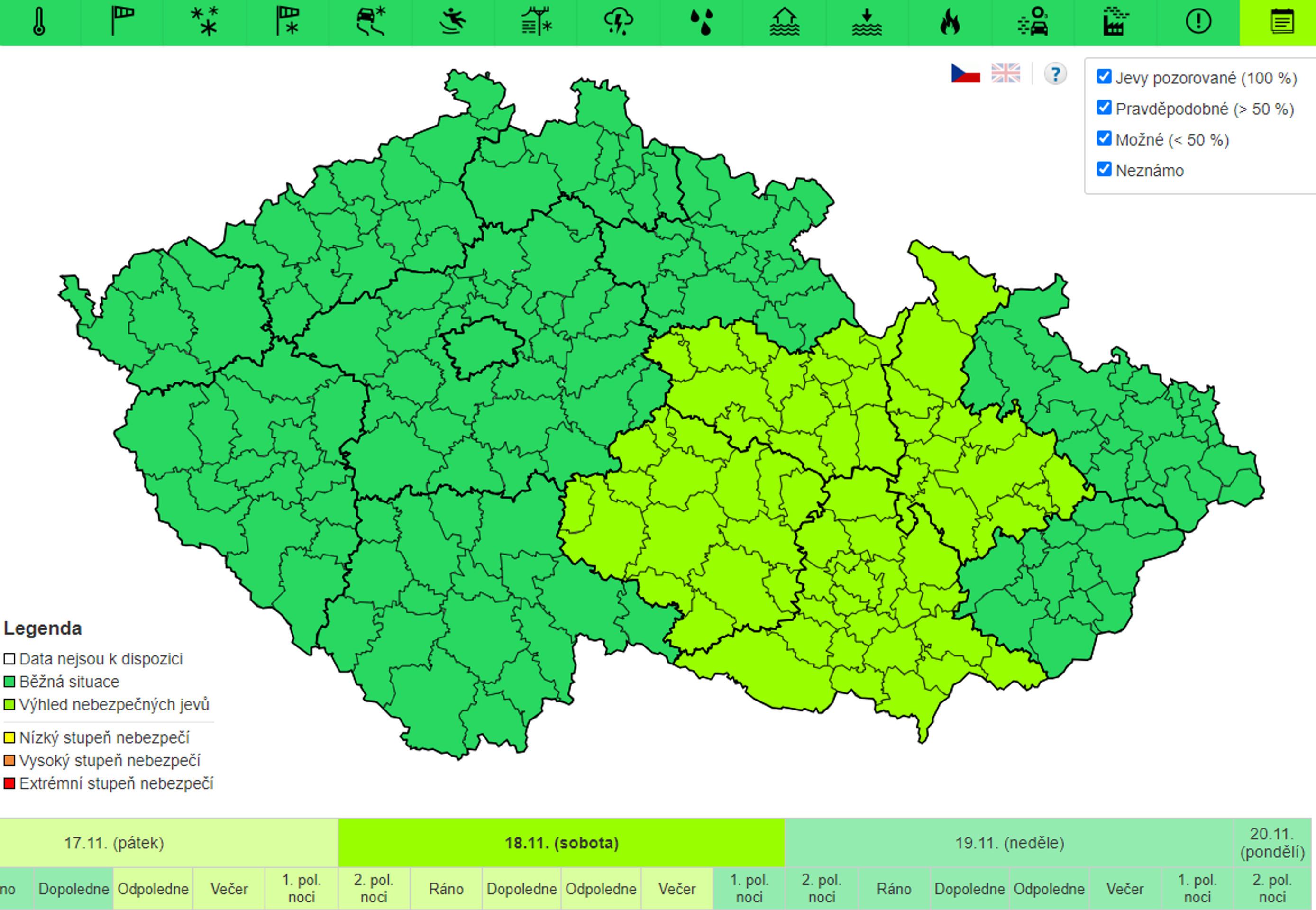 Předpověď počasí na 18. 11. 2023 - Předpověď počasí (3/4)