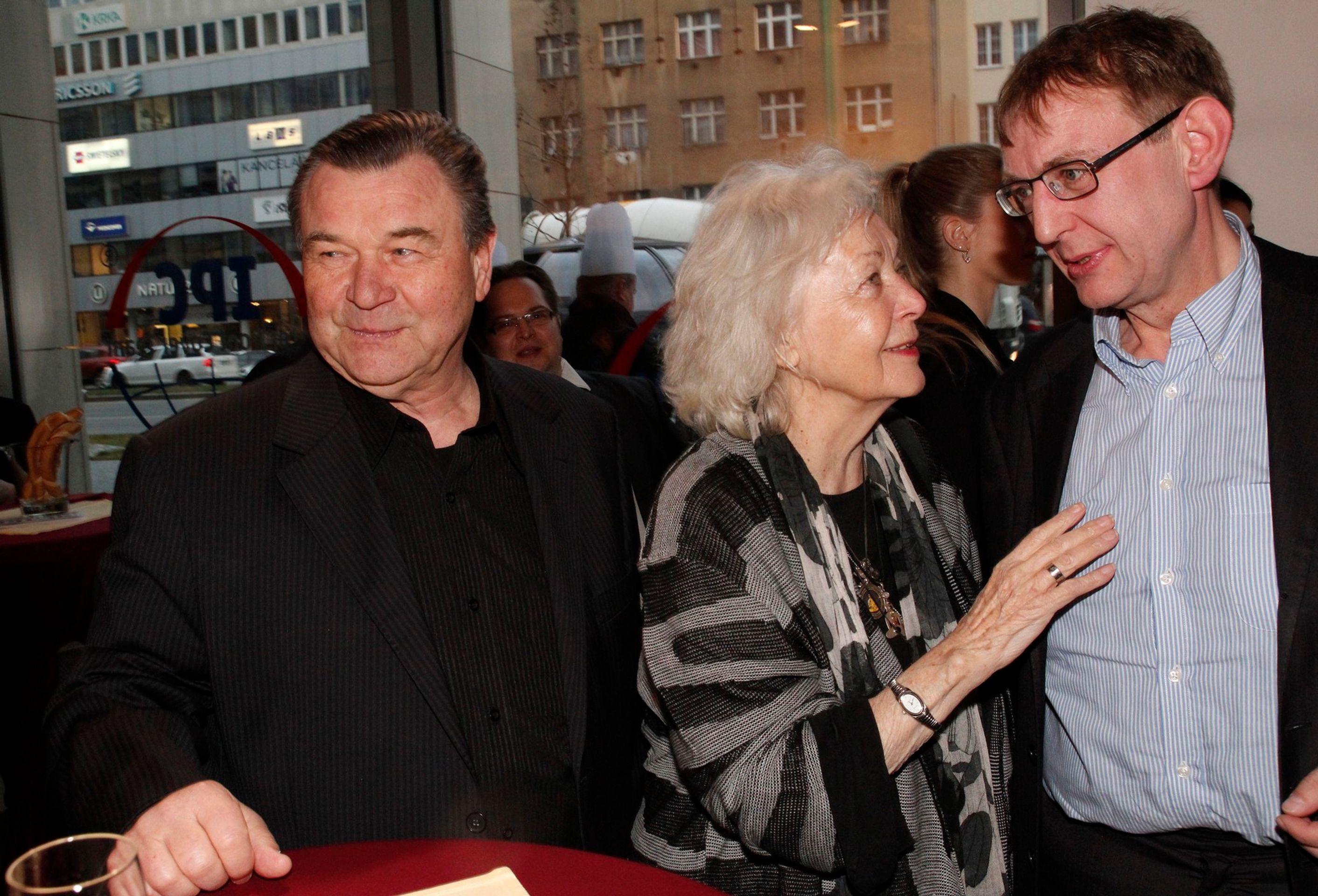 Zleva Václav Postránecký, Květa Fialová a Jiří Hromada, 19. 3. 2014 Ceny Thálie - Jiří Hromada (2/9)