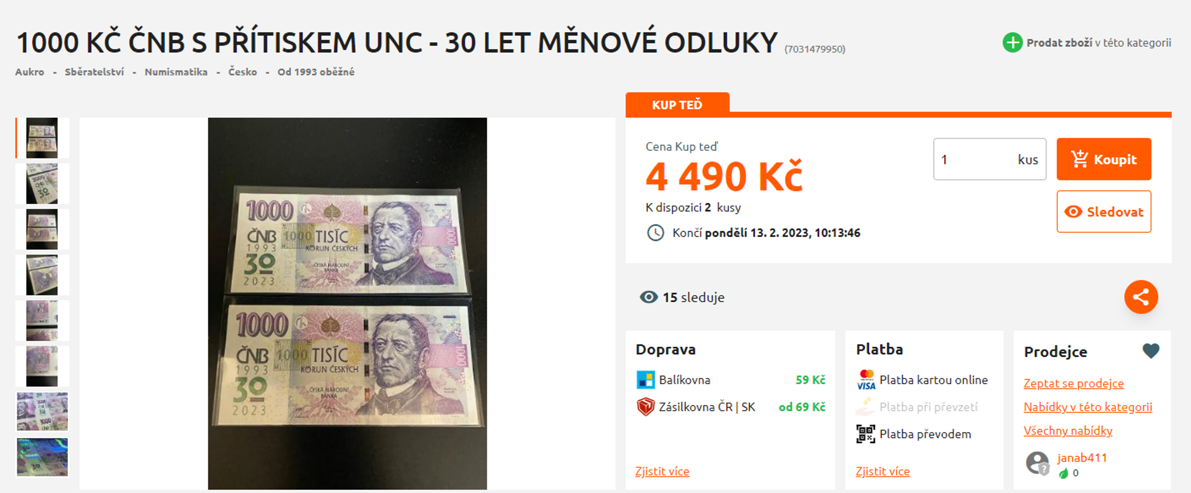 Nabídka prodeje výroční tisícikoruny 1 - Nabídky prodeje výročních tisícikorun (5/5)