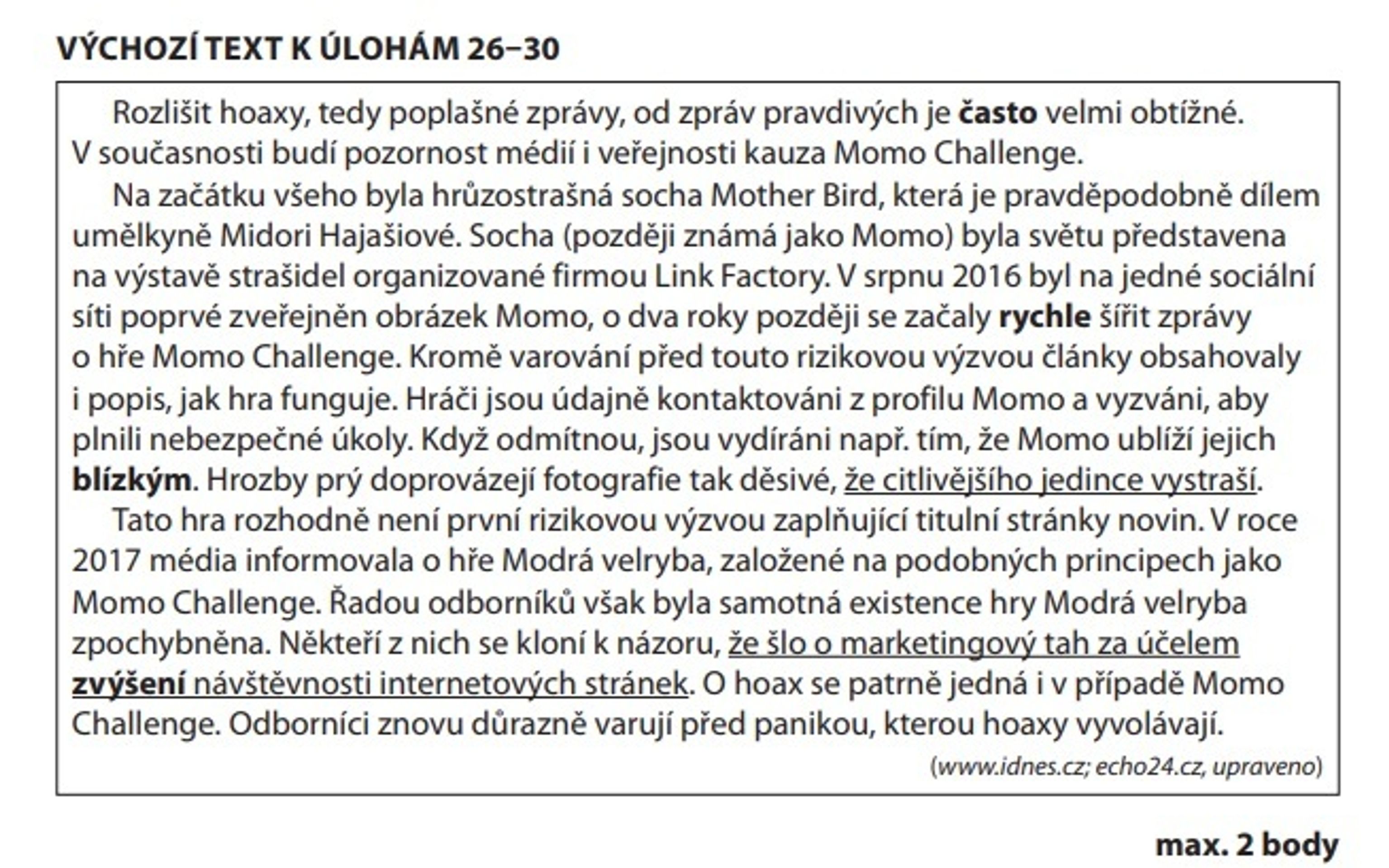 Zadání testu z češtiny - přijímačky - 3 - GALERIE: Zadání testu z češtiny - čtyřleté obory SŠ (5/6)