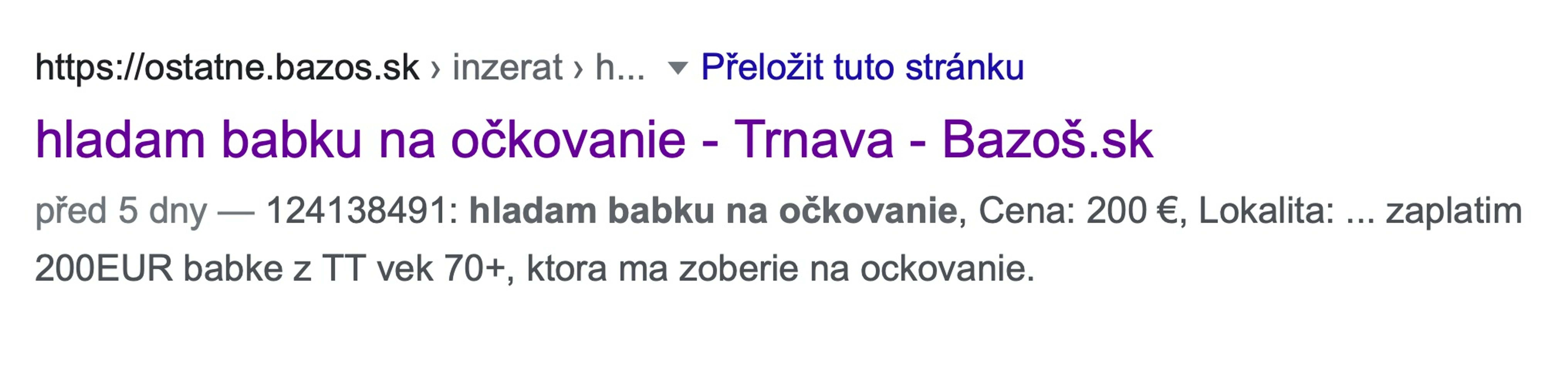 Slováci si najímají seniory kvůli očkování - 8 - GALERIE: Inzeráty na seniory kvůli očkování (5/5)