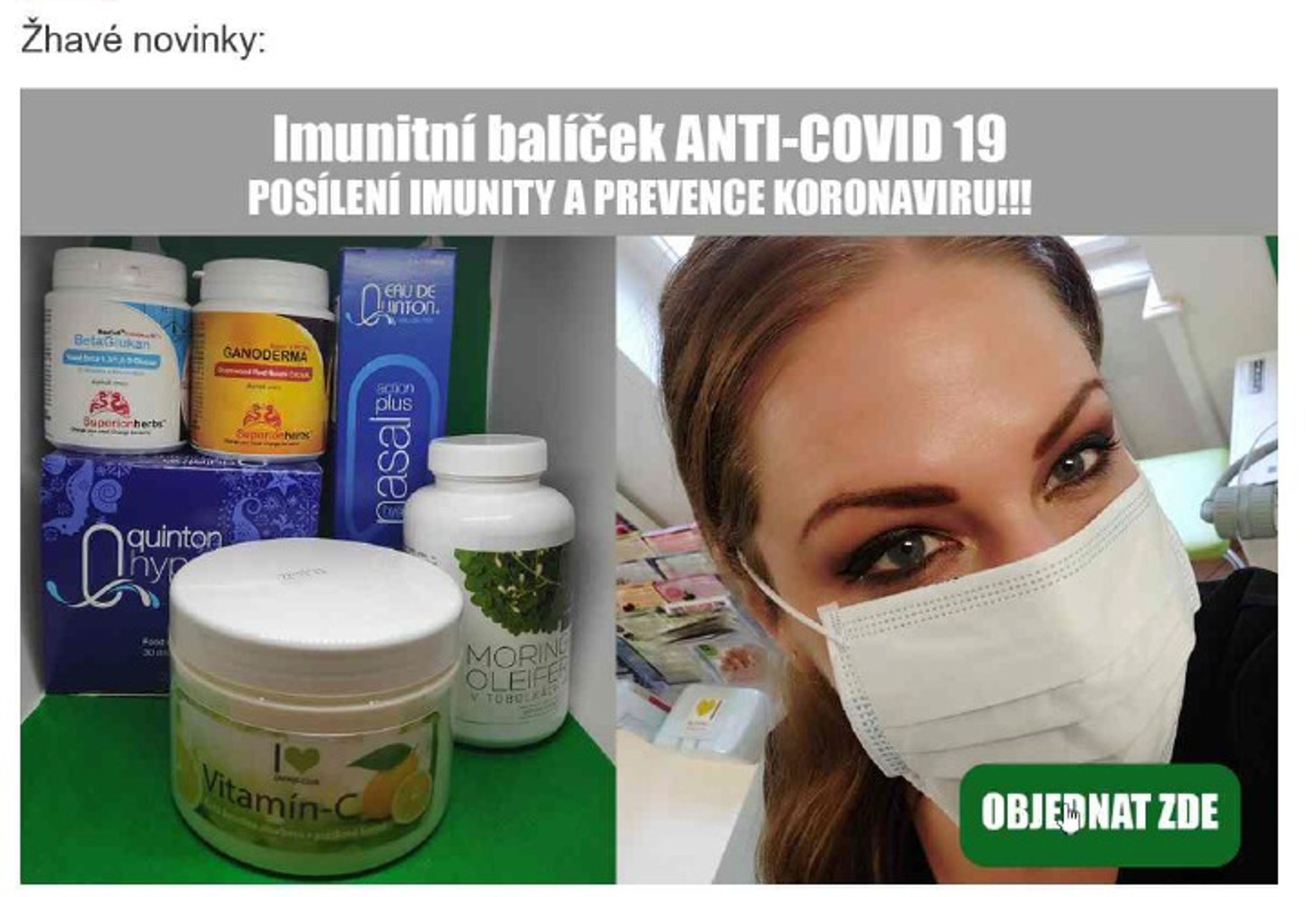 Zneužívání virové epidemie při prodeji doplňků stravy - 1 - GALERIE: Zneužívání virové epidemie při prodeji doplňků stravy (1/5)