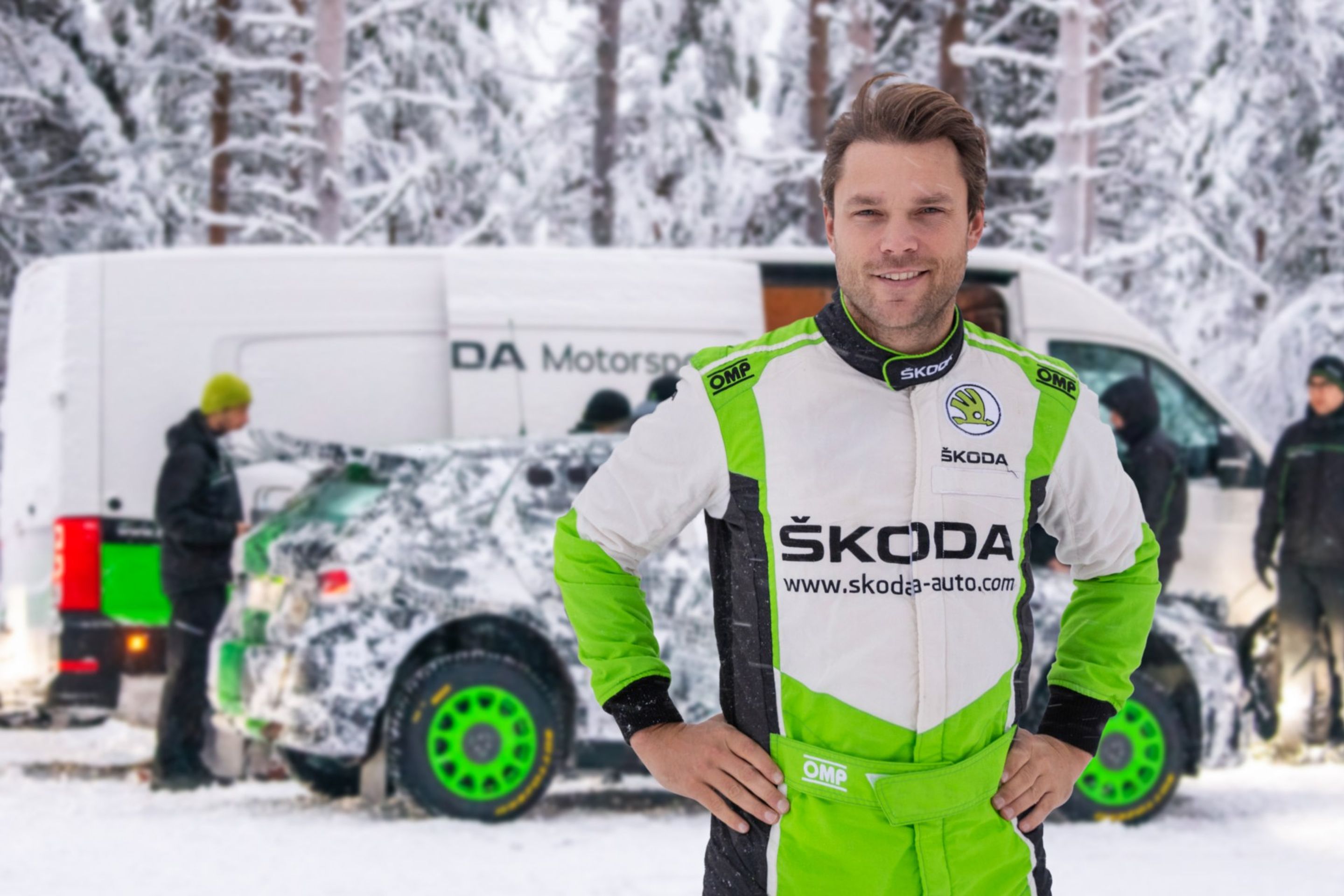 Úřadující mistr světa kategorie WRC2 Andreas Mikkelse při testování speciálu Fabia Rally2 na severu Finska - Škodovka testovala nový speciál v extrémních podmínkách na severu Finska (6/7)