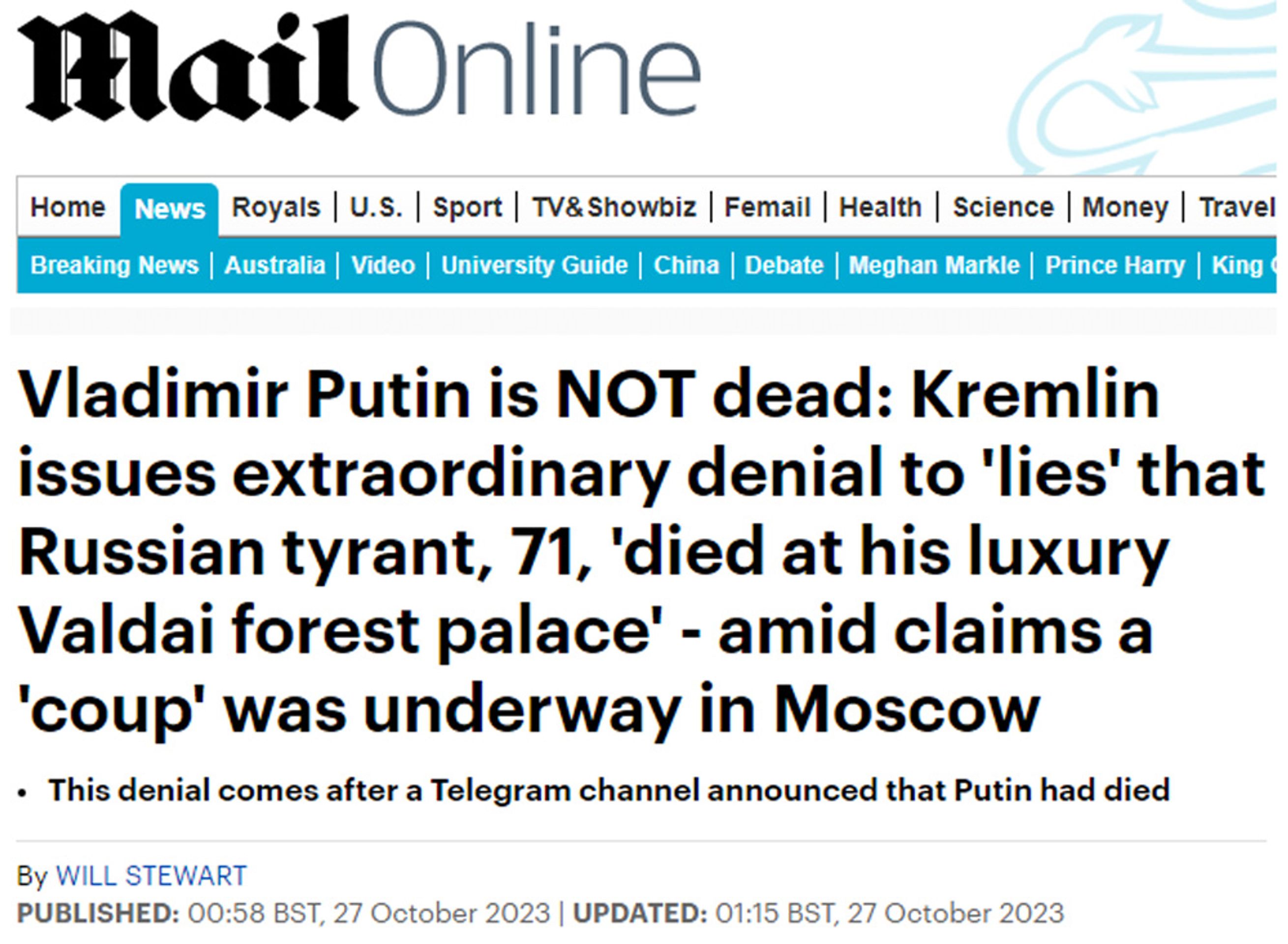 Putin Mail Online - Světová média o úmrtí Vladimira Putina (4/4)
