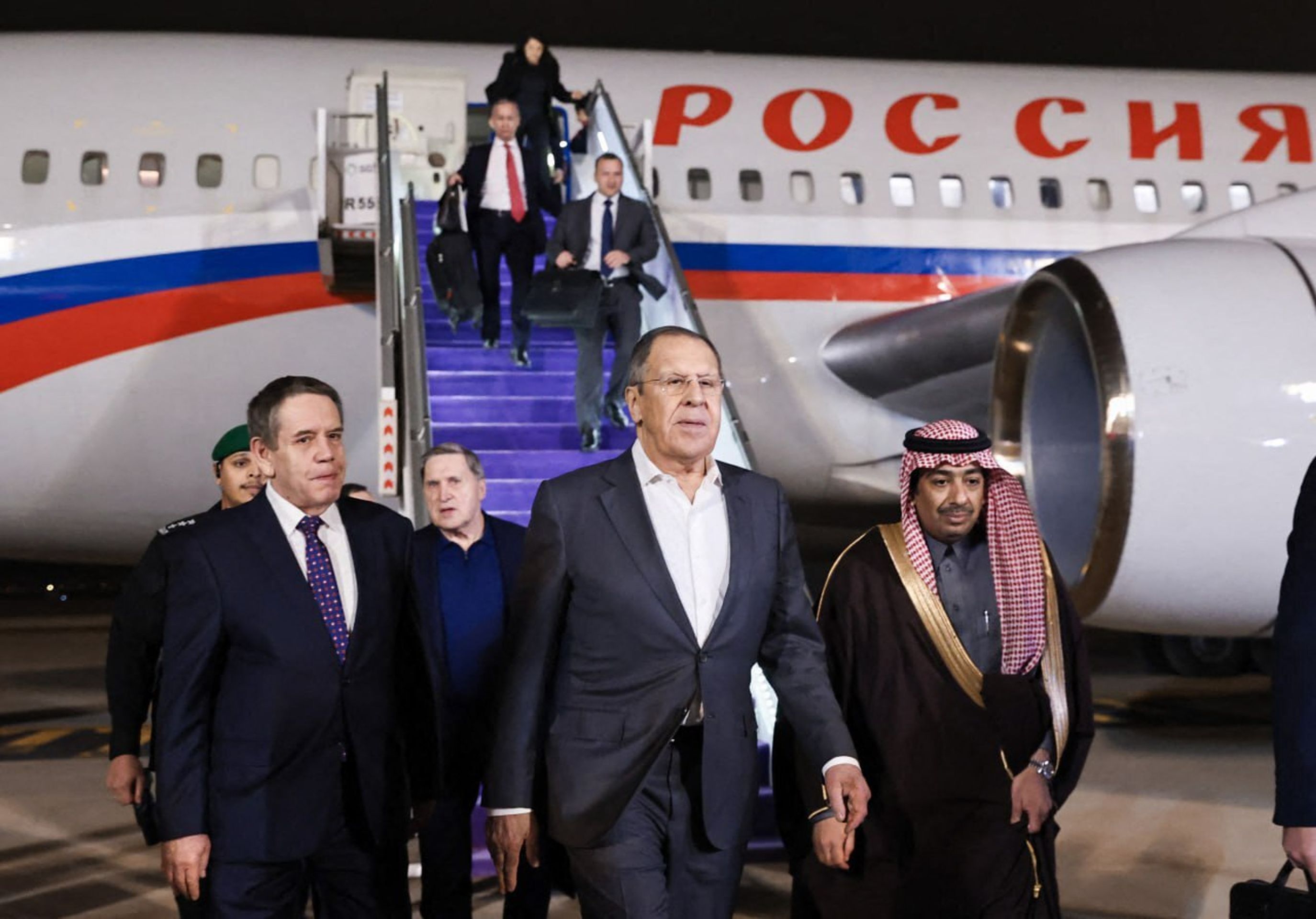 Ruský ministr zahraničí Lavrov přiletěl do Saúdské Arábie, 17. 2. 2025 - Setkání delegací USA a Ruska v Saúdské Arábii (2/6)