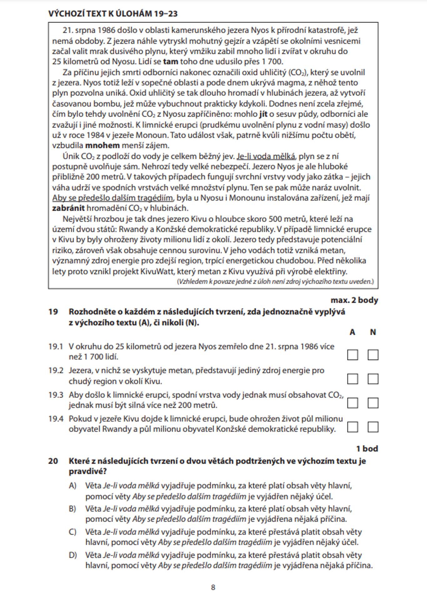 Maturita z češtiny 7 - Zadání didaktického testu z českého jazyka (7/11)