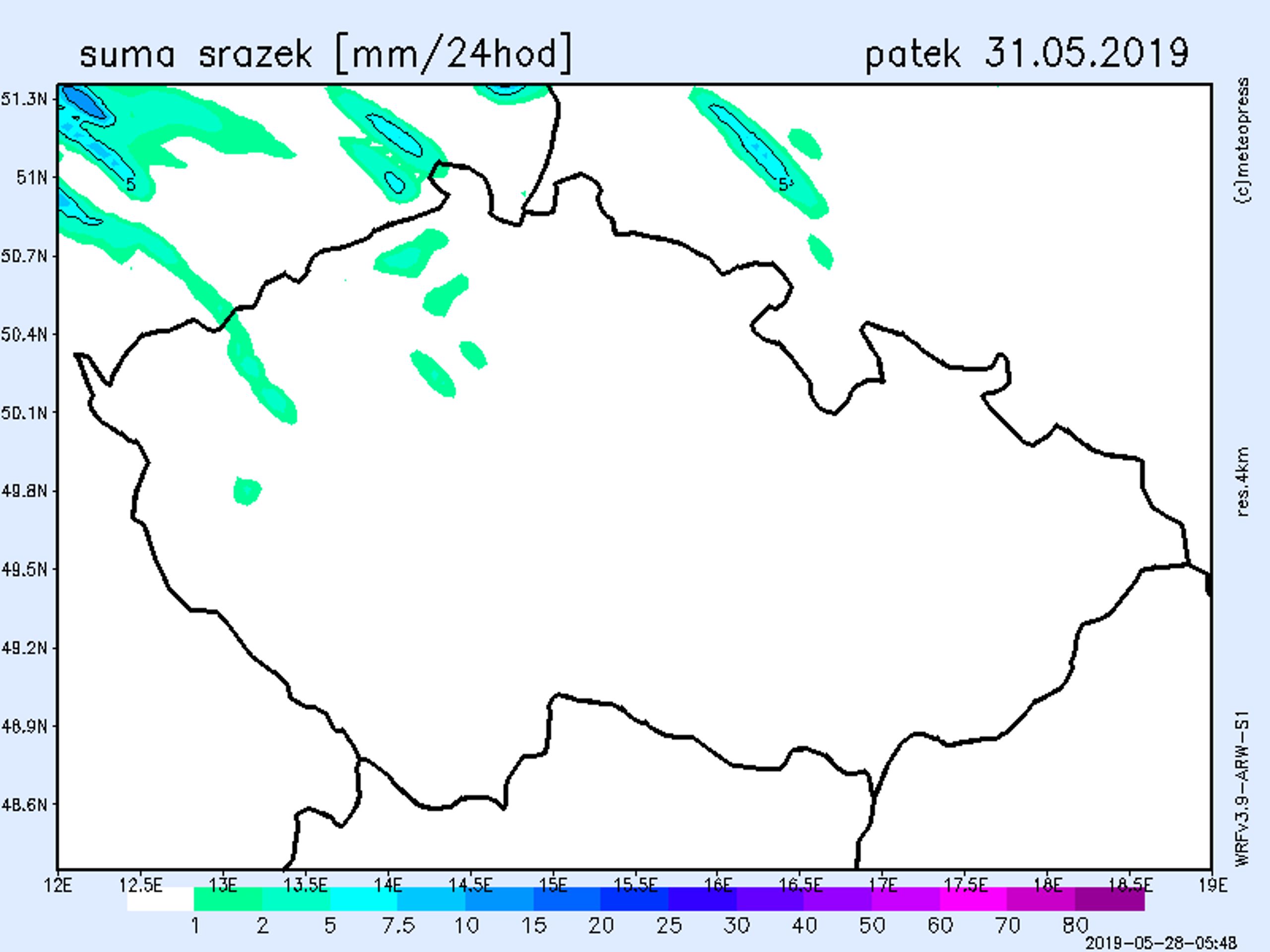 Srážkové mapy - pátek - GALERIE: Srážkové mapy (4/4)
