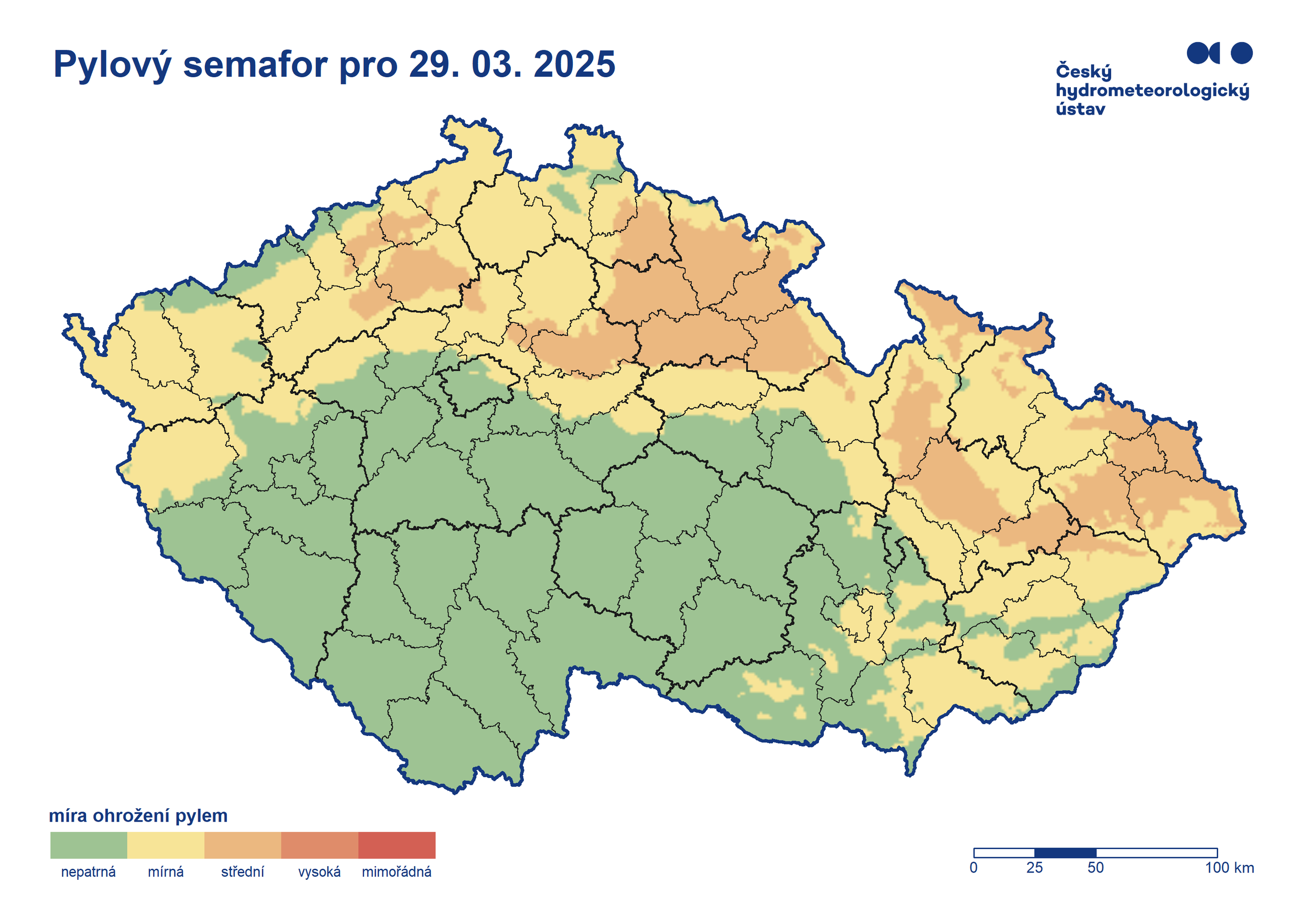 Pylový semafor pro 29. 3. 2025 - Pylový semafor (3/3)