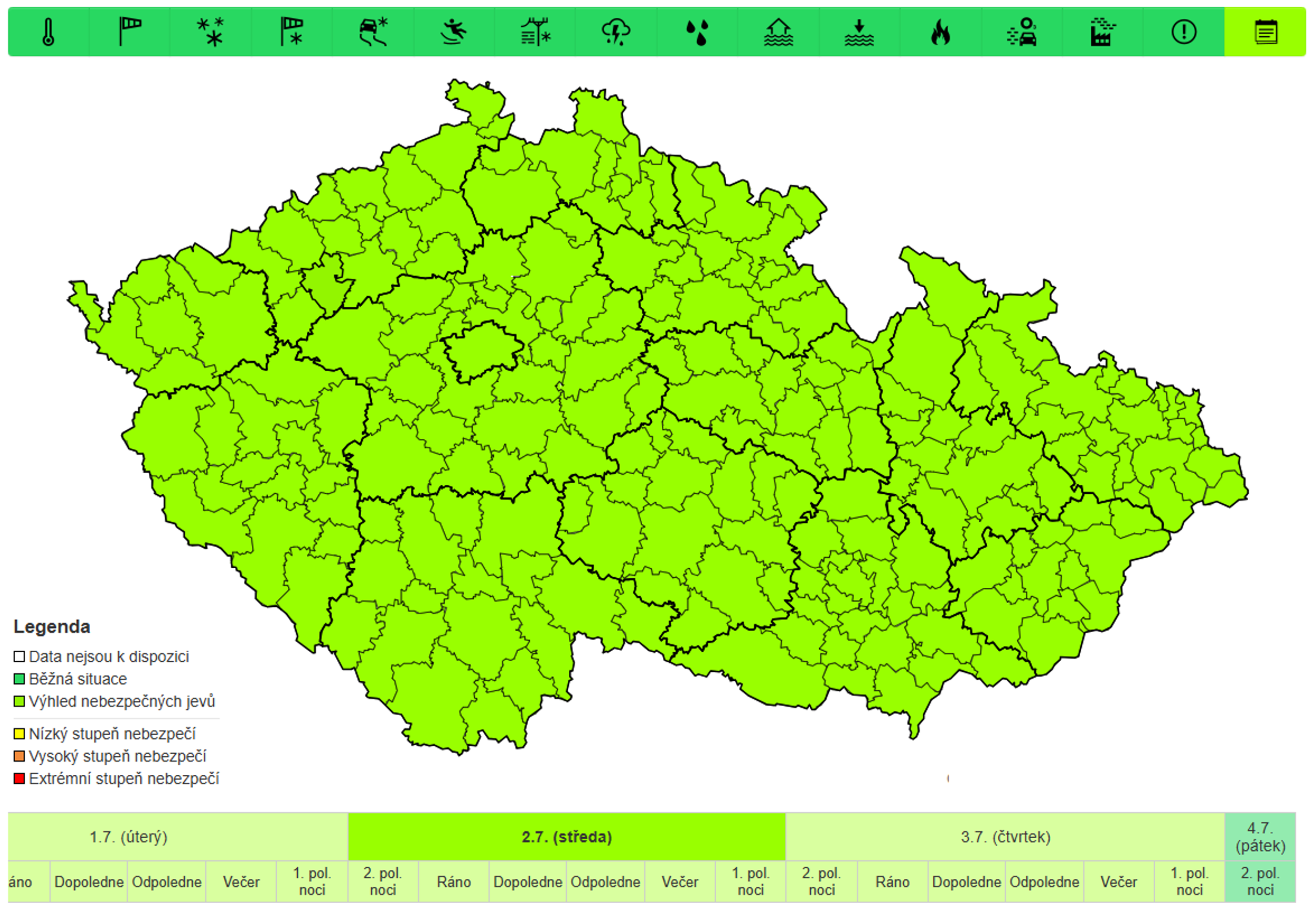 Předběžná výstraha před horkem 2.-3. 7. 2025 - Počasí na týden od 30. června 2025 (3/4)