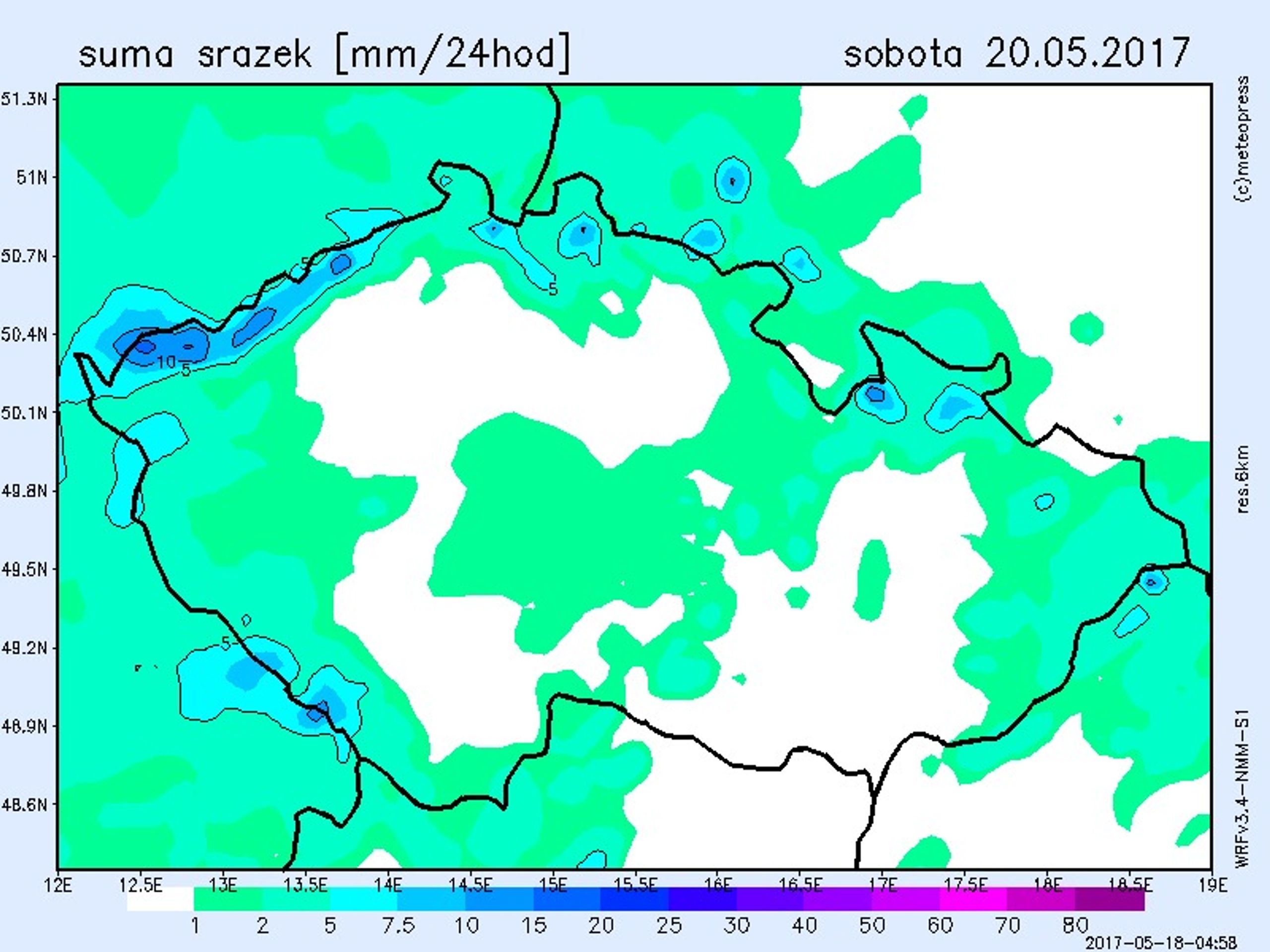 Mapa srážek na víkend - 2 - GALERIE: Mapa srážek (2/3)