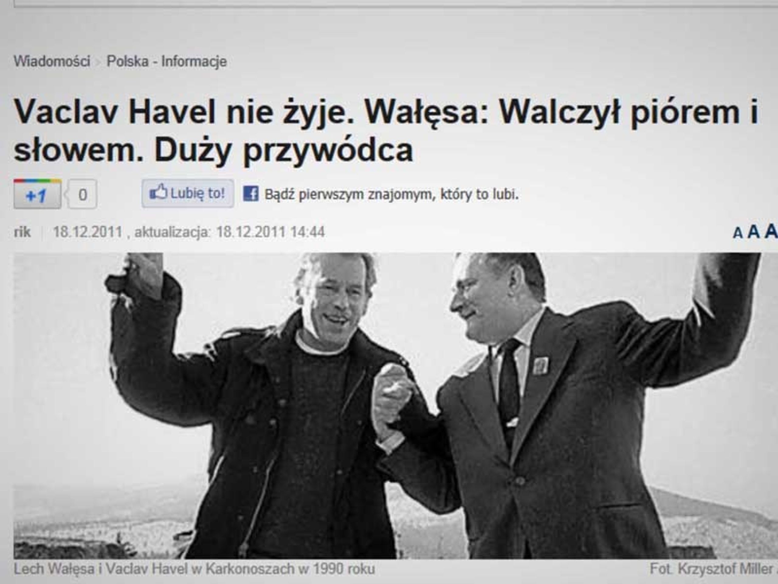 Zpravodajské servery reagují na úmrtí Václava Havla - 5 - GALERIE: Zpravodajské weby informují o úmrtí Václava Havla (7/12)