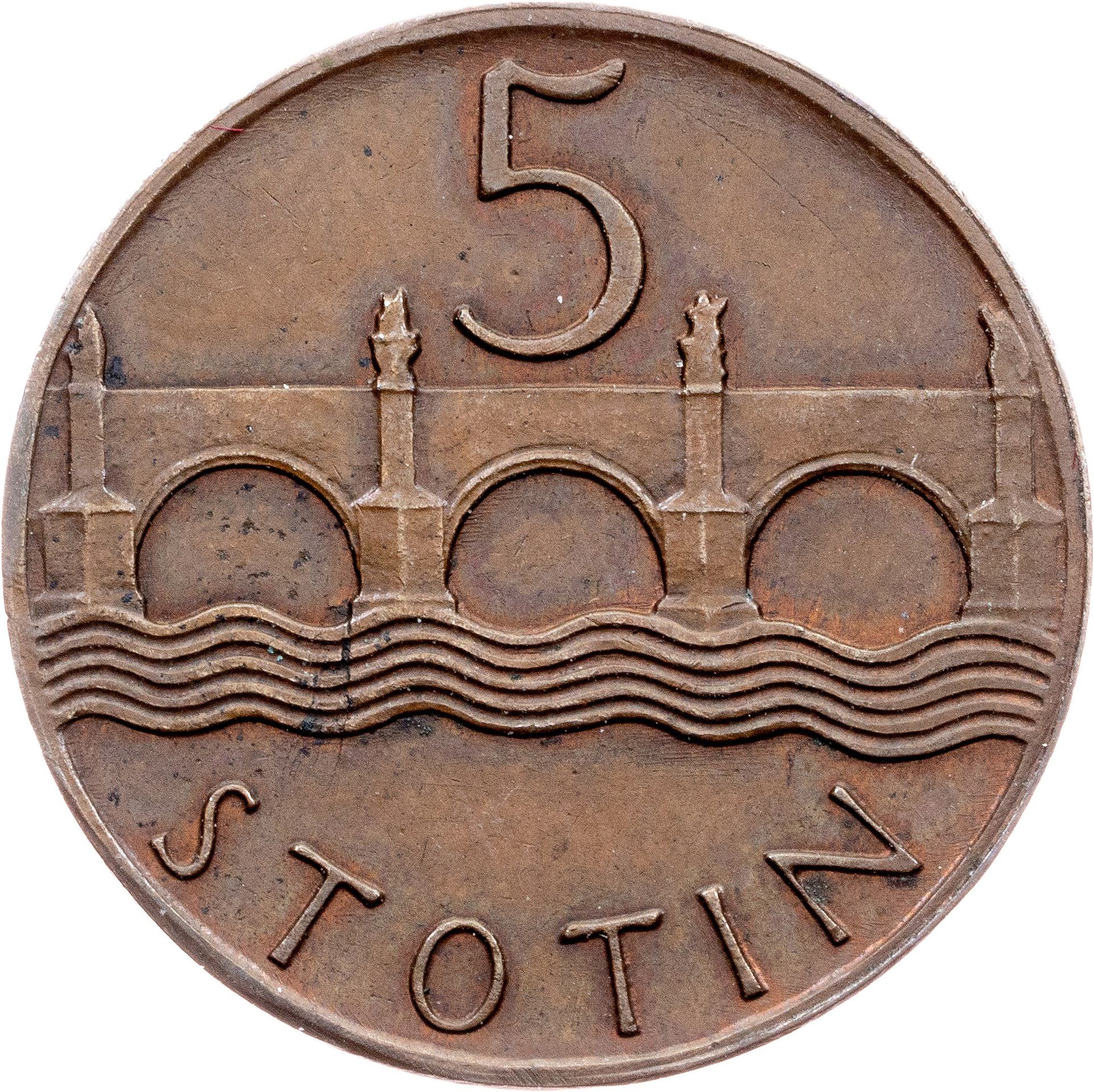 ČSR, 5 Stotin 1920, zkušební ražba, vyvolávací cena 180 000 Kč (2) - Aukce mincí (18/23)
