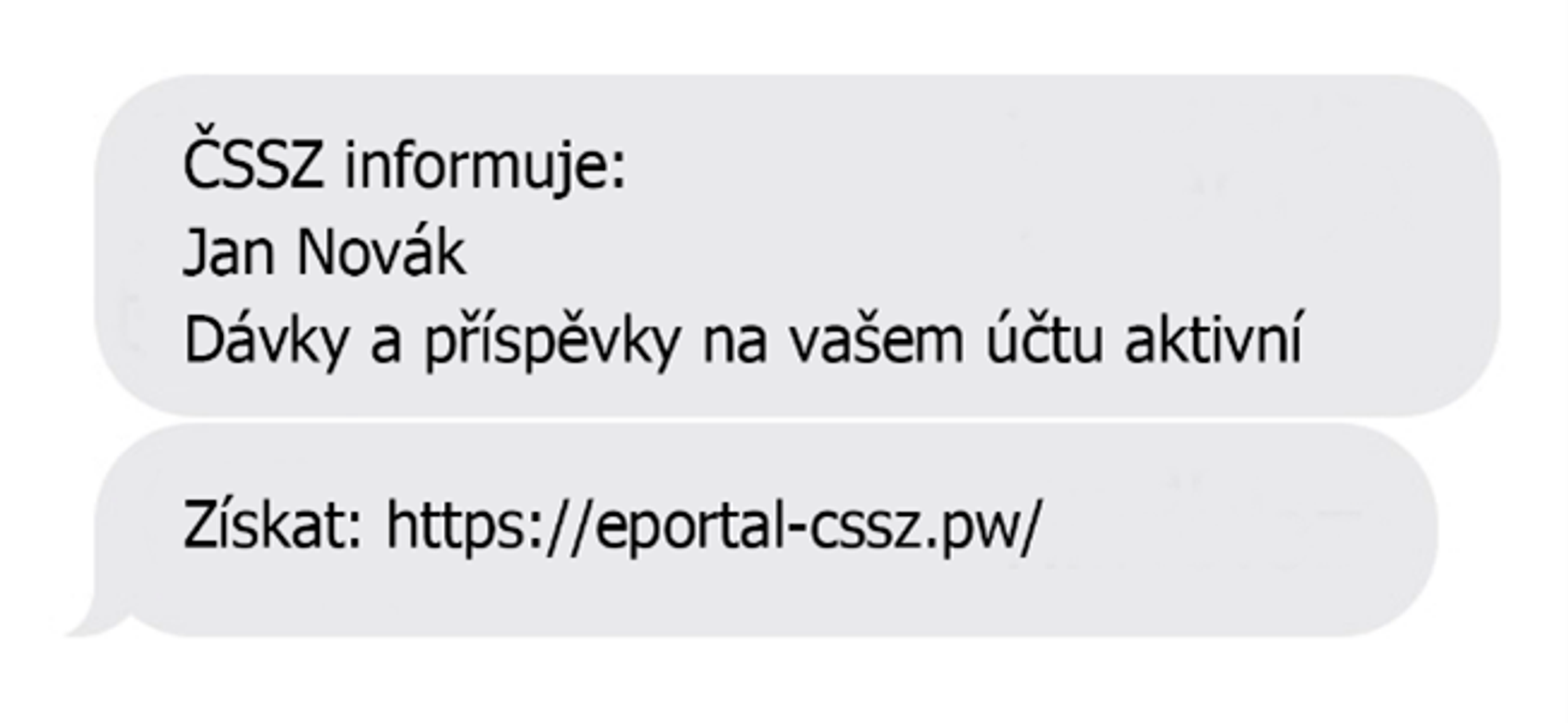 Podvodná SMS - Podvodníci se vydávají za ČSSZ (2/4)