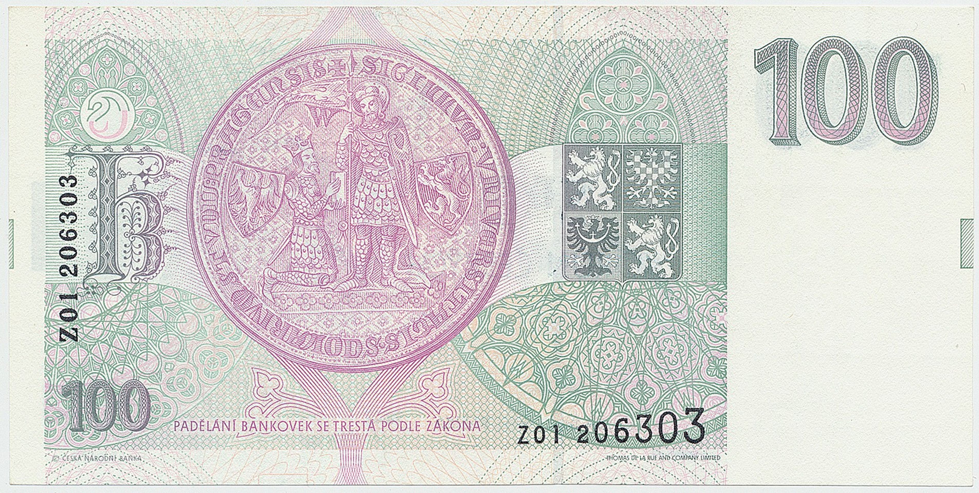ČR, 100korunová bankovka, 1993, vyvolávací cena 15 000 Kč (2) - Aukce mincí a bankovek (13/20)