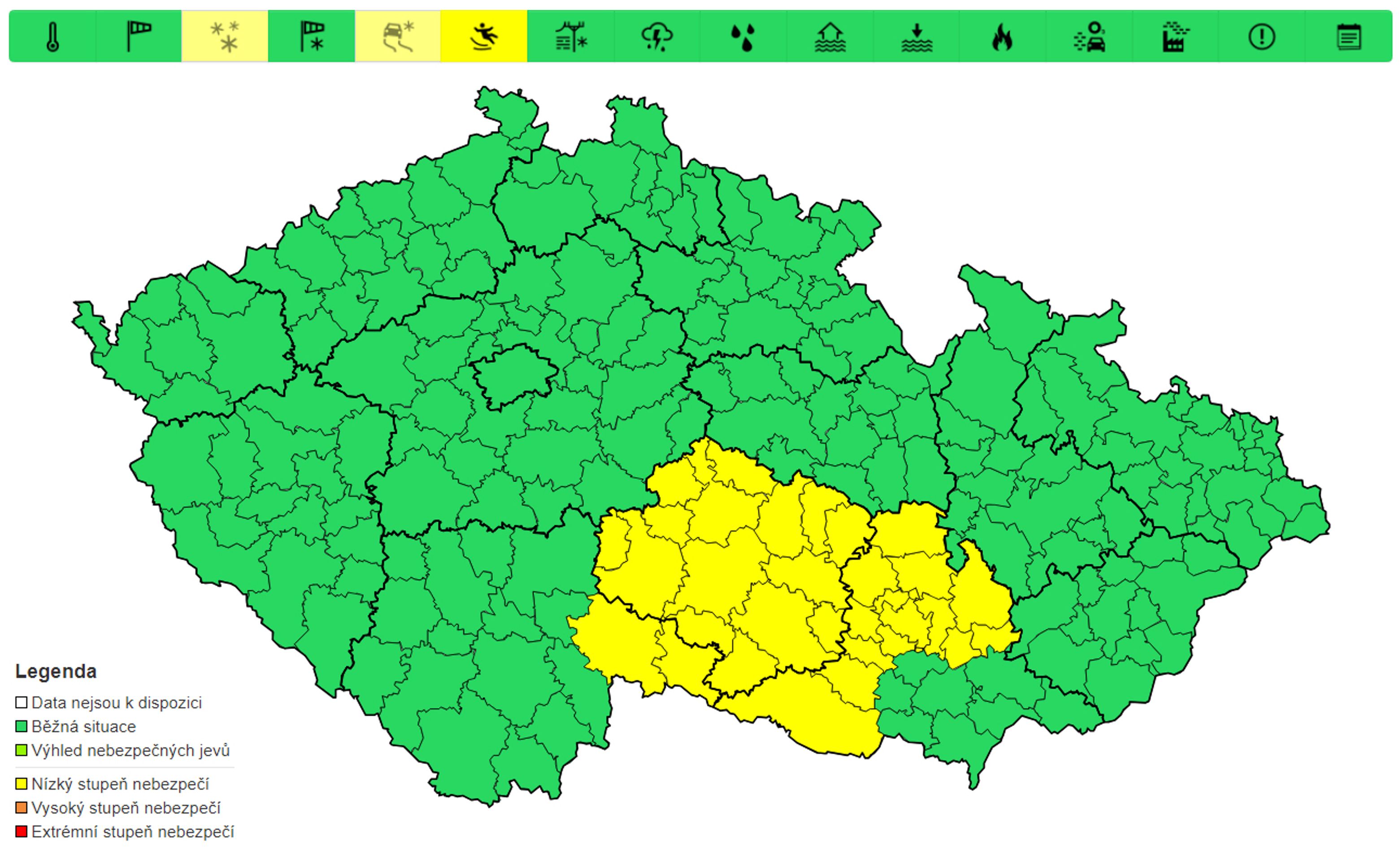 Výstraha před ledovkou, 13. 2. 2025 - Výstrahy na nejbližší dny (2/3)