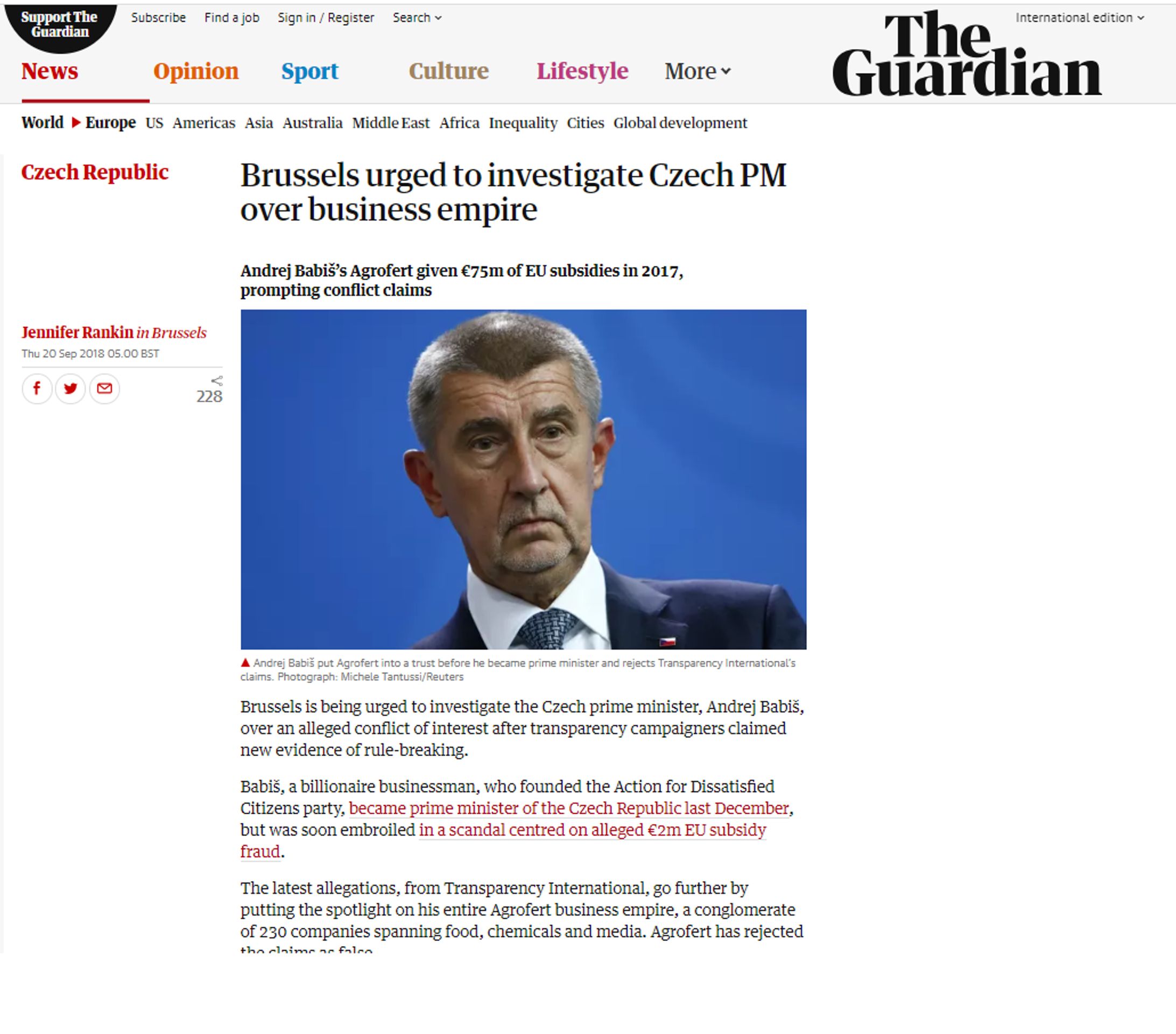 Andrej Babiš a zprávy v Evropě - GALERIE: Evropská média informují o Andreji Babišovi (2/4)