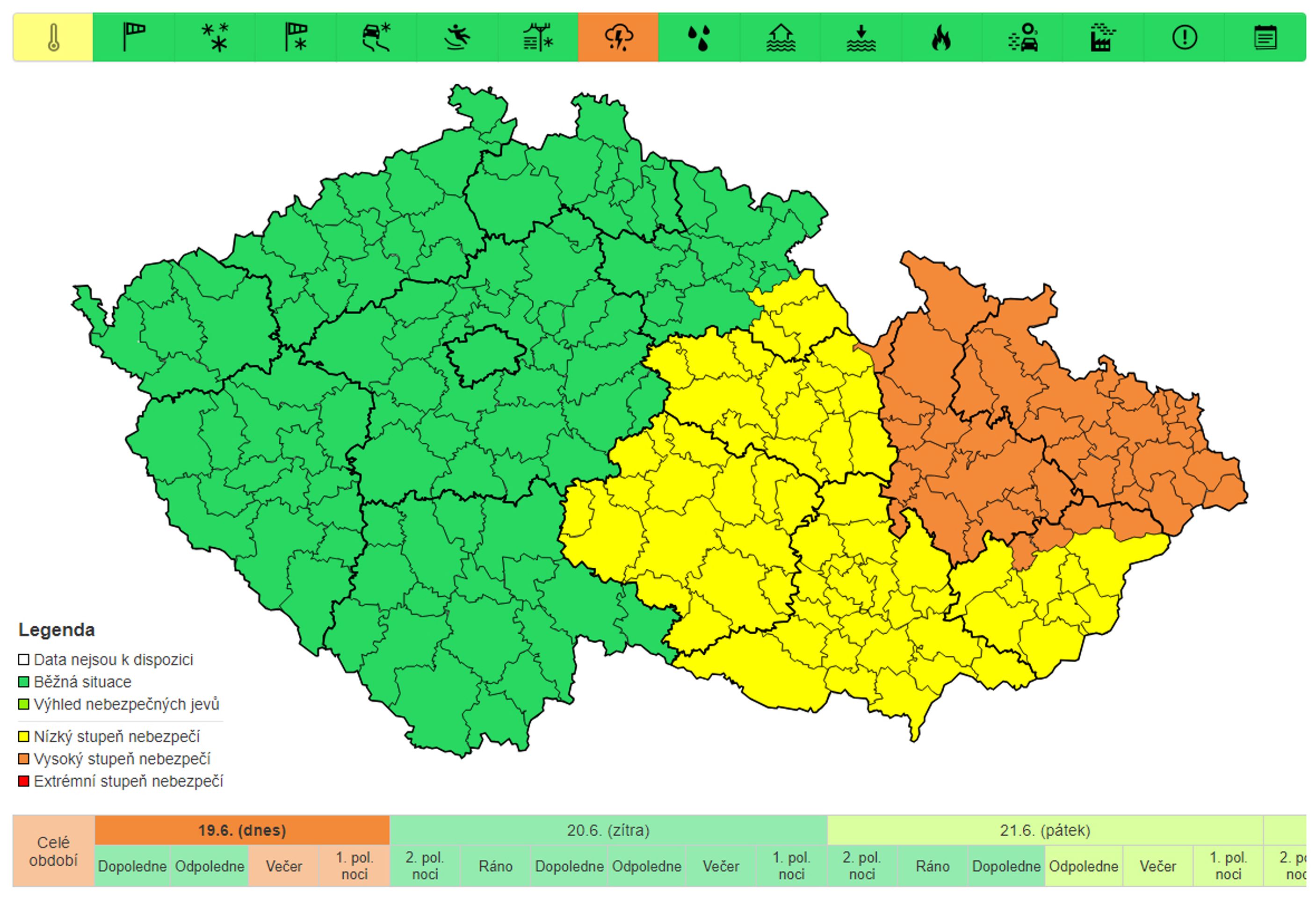 Výstraha před silnými bouřkami, 19. 6. 2024 - Meteorologové varují před vysokými teplotami (2/4)