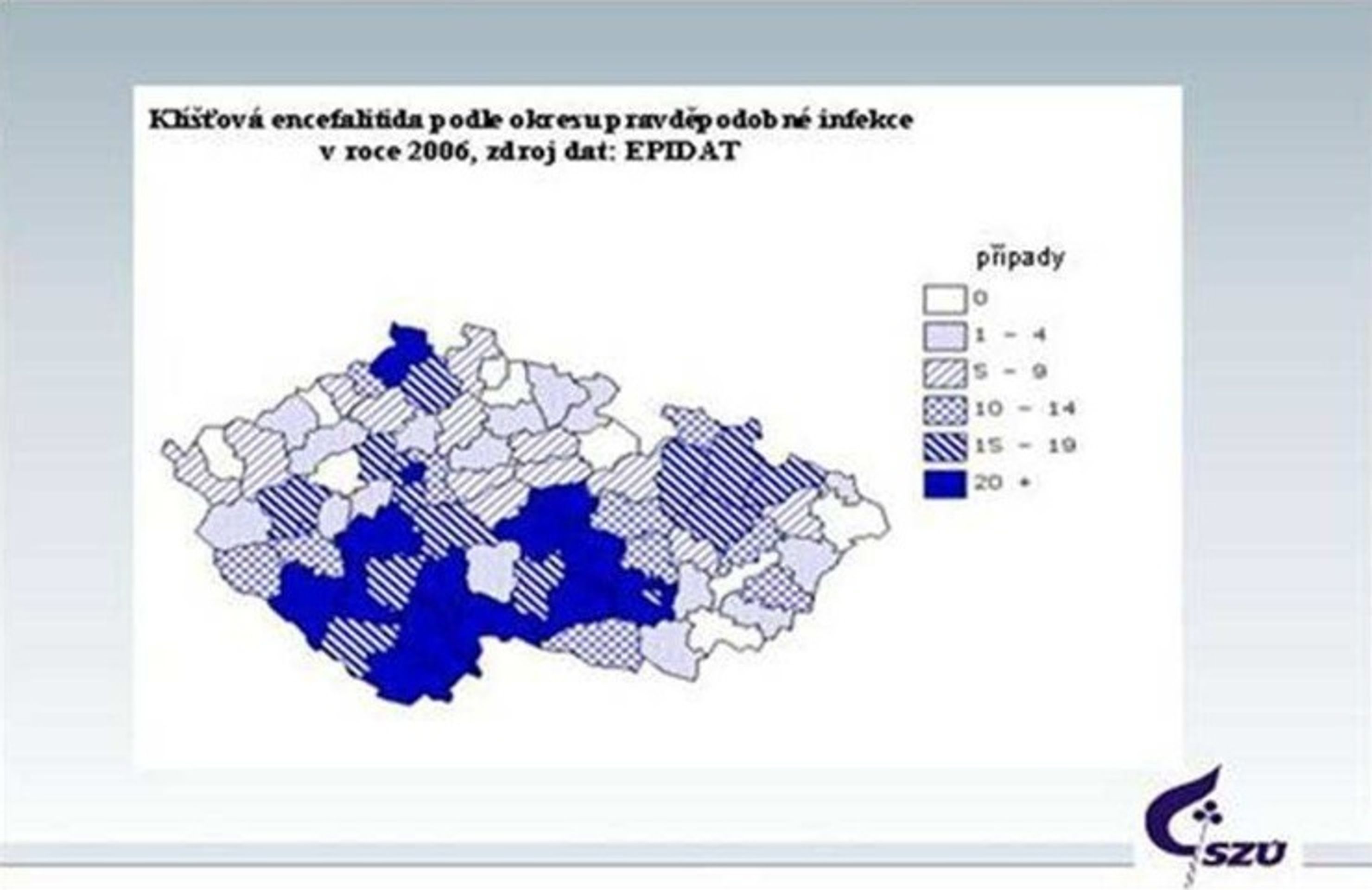 MAPY: Výskyty klíšťové encefalitidy 2006 - GALERIE: MAPY: Výskyty klíšťové encefalitidy 2000 - 2012 (3/6)