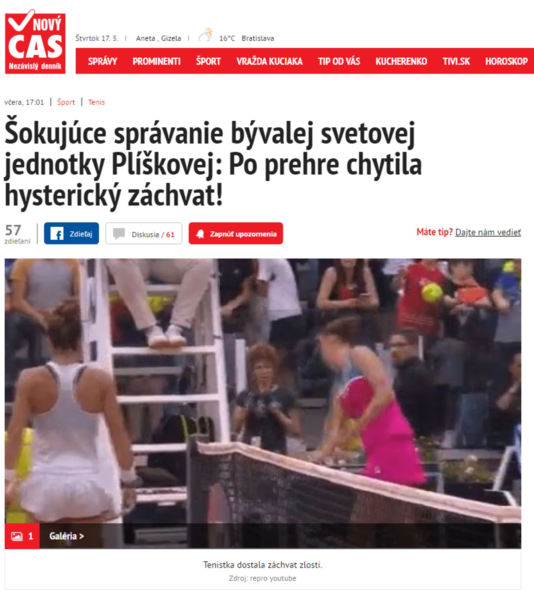 Slováci to nazvali hysterickým záchvatem - GALERIE: Zahraniční média píší o Karolíně Plíškové (2/6)