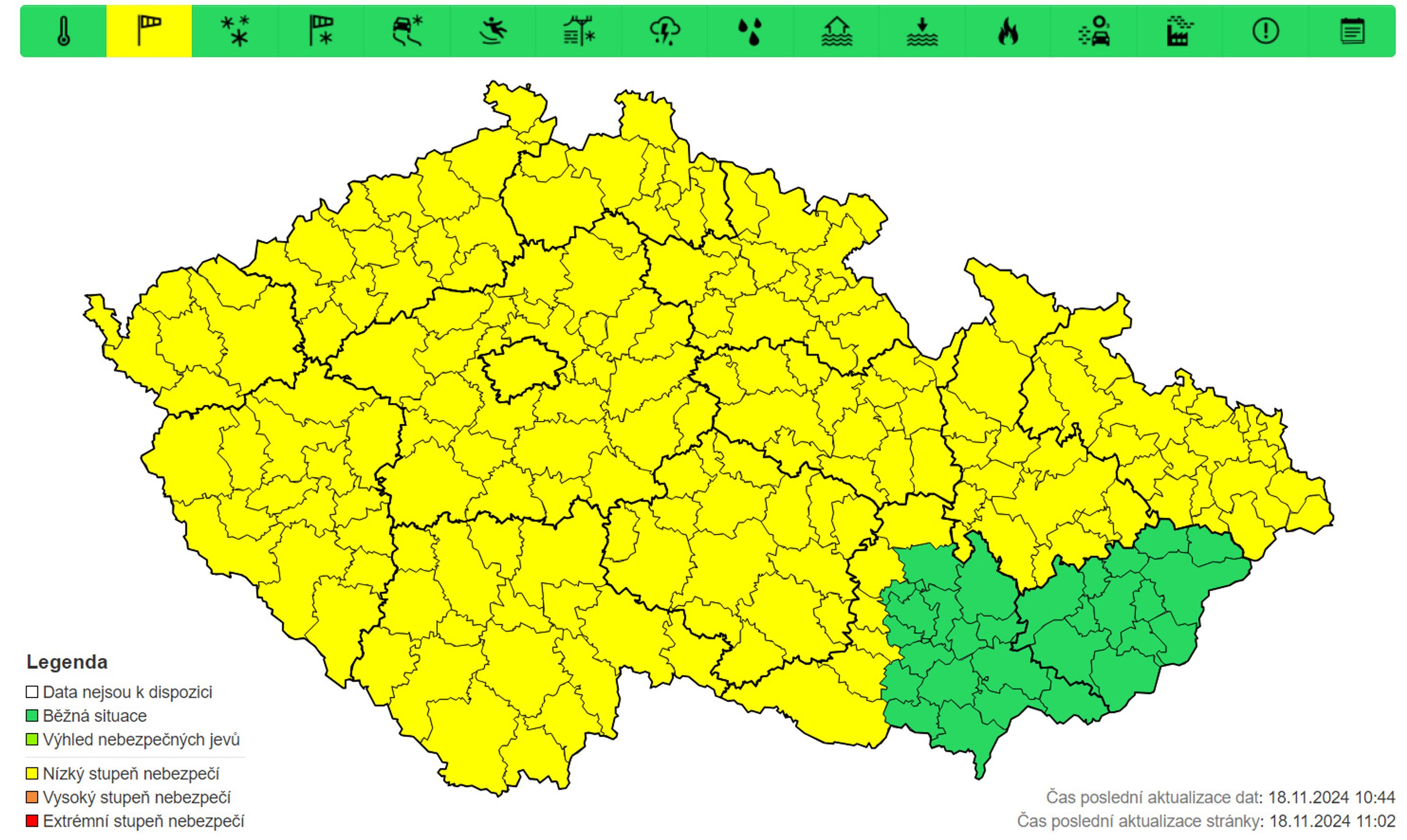 Výstraha před silným větrem, 19. 11. a 20. 11. - Předpověď počasí na nejbližší dny (1/4)