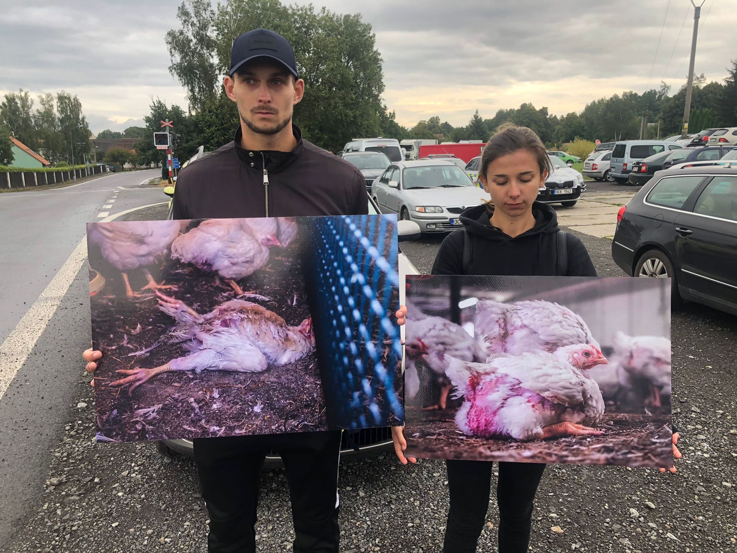 Aktivisté protestují u drůbežárny v Mirovicích - 2 - GALERIE: Aktivisté u drůbežárny Mirovice na Písecku (7/11)