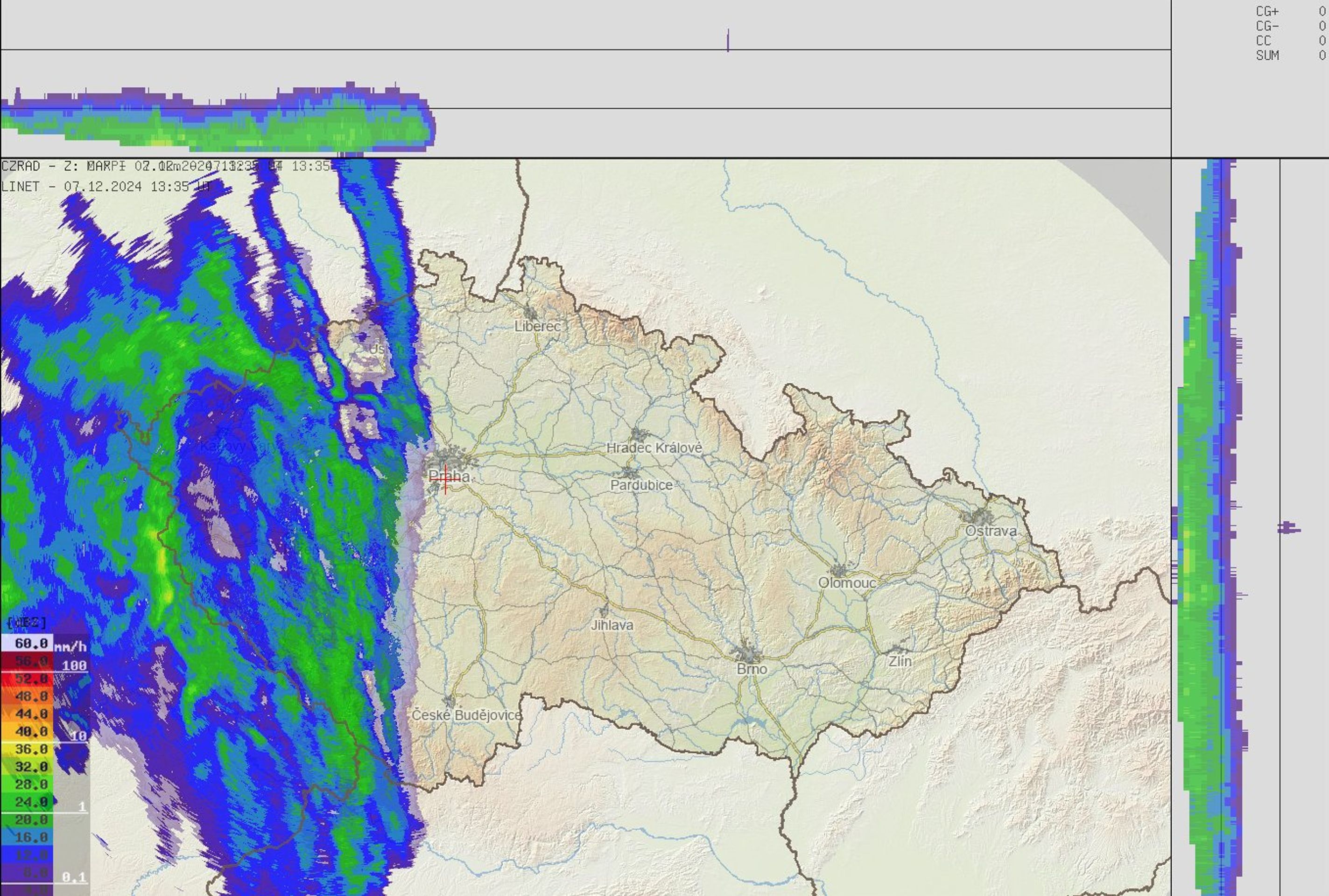 Údaje z radaru - Neobvyklý meteorologický jev (1/3)