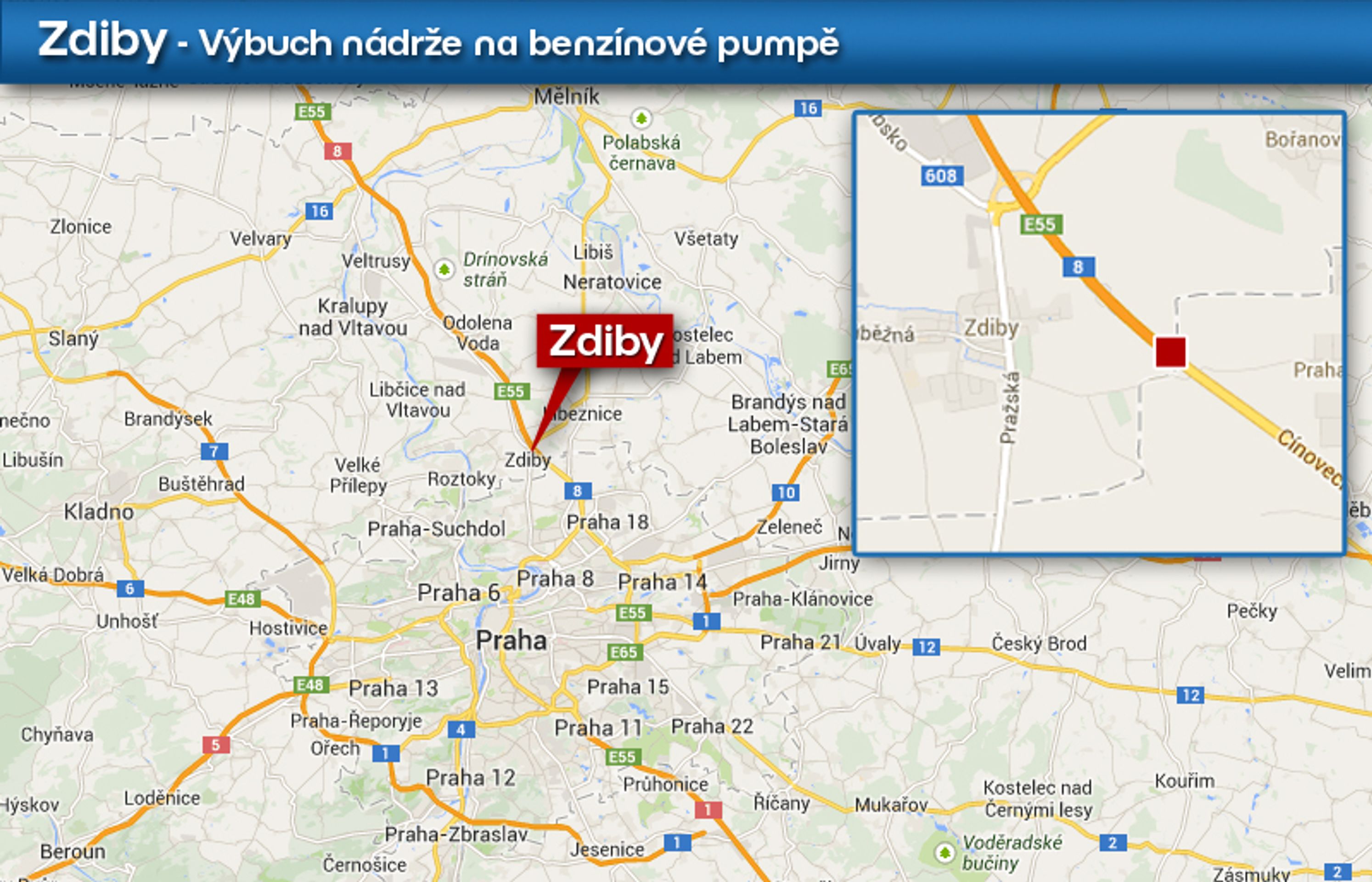 Mapa - Zdiby - GALERIE: Výbuch čerpací stanice ve Zdibech (5/5)