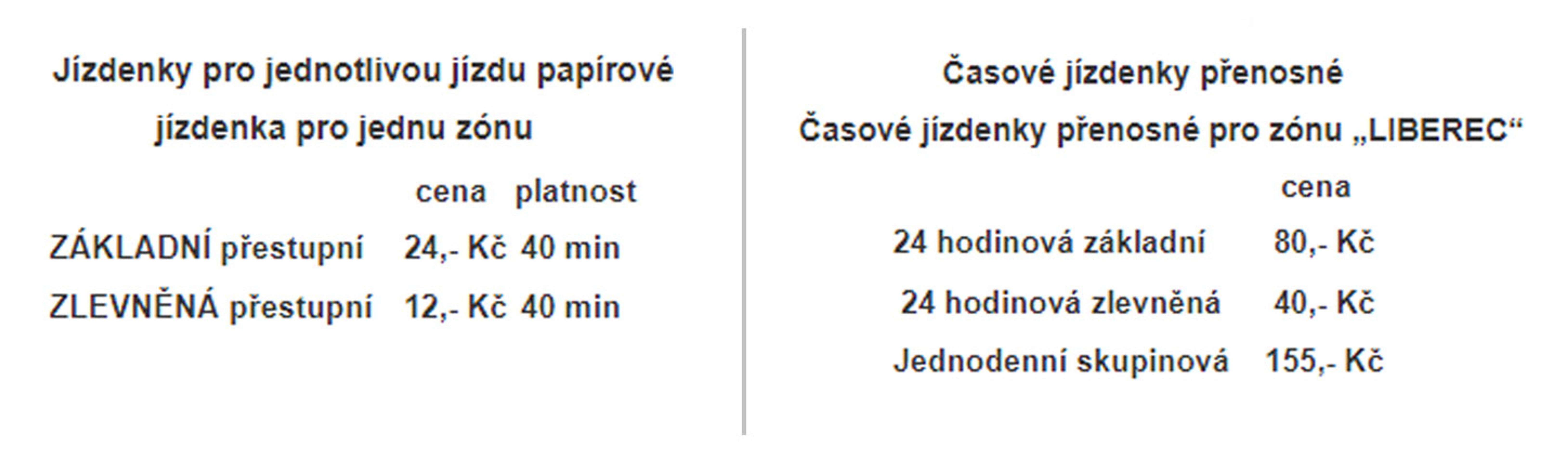 JÍZDNÉ Dopravní podnik měst Liberce a Jablonce (2) - Cena jízdného (1/8)