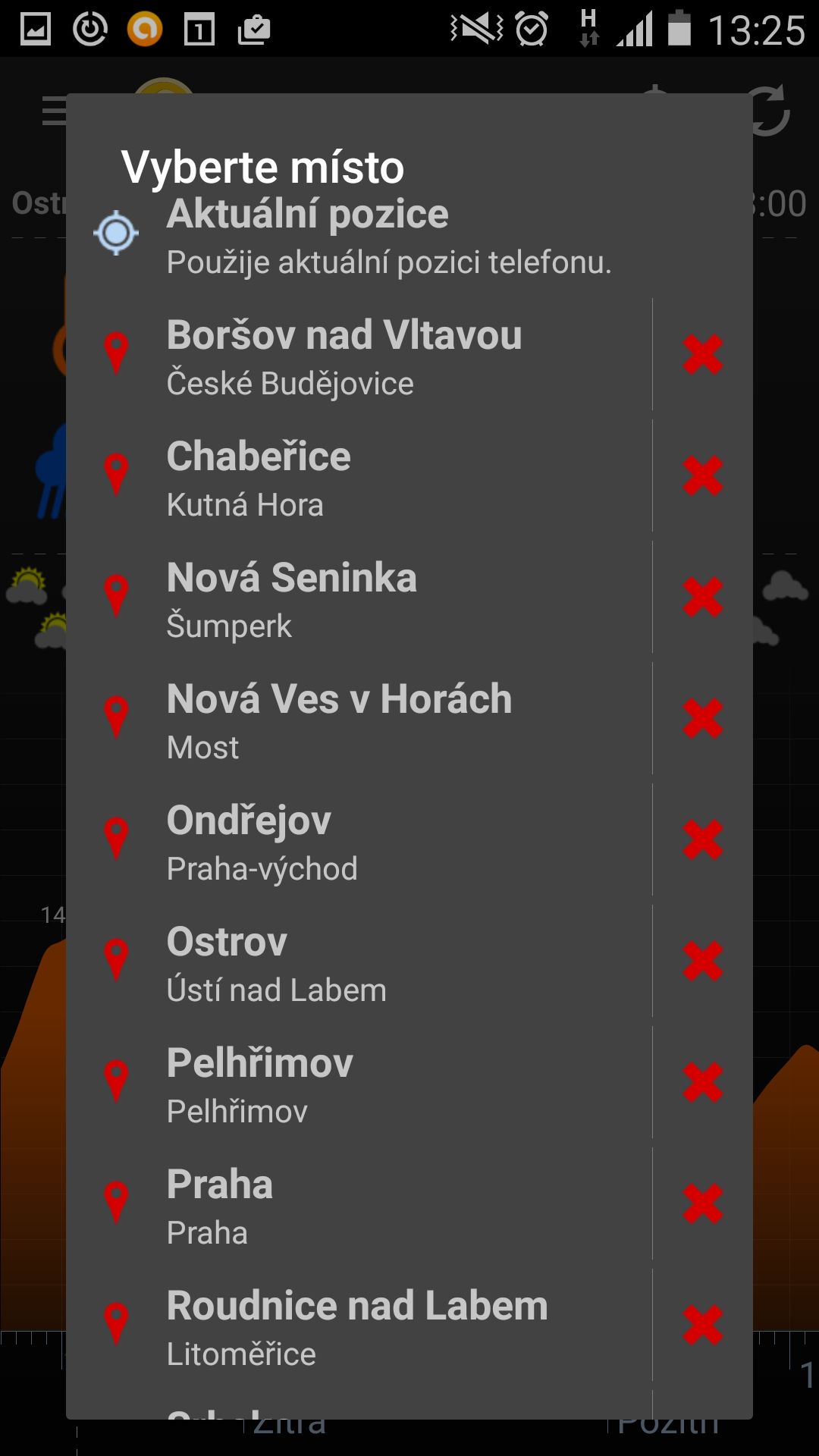 Aplikace pro předpověď počasí Aladin - vybrání lokality - GALERIE: Aplikace pro předpověď počasí Aladin (6/6)