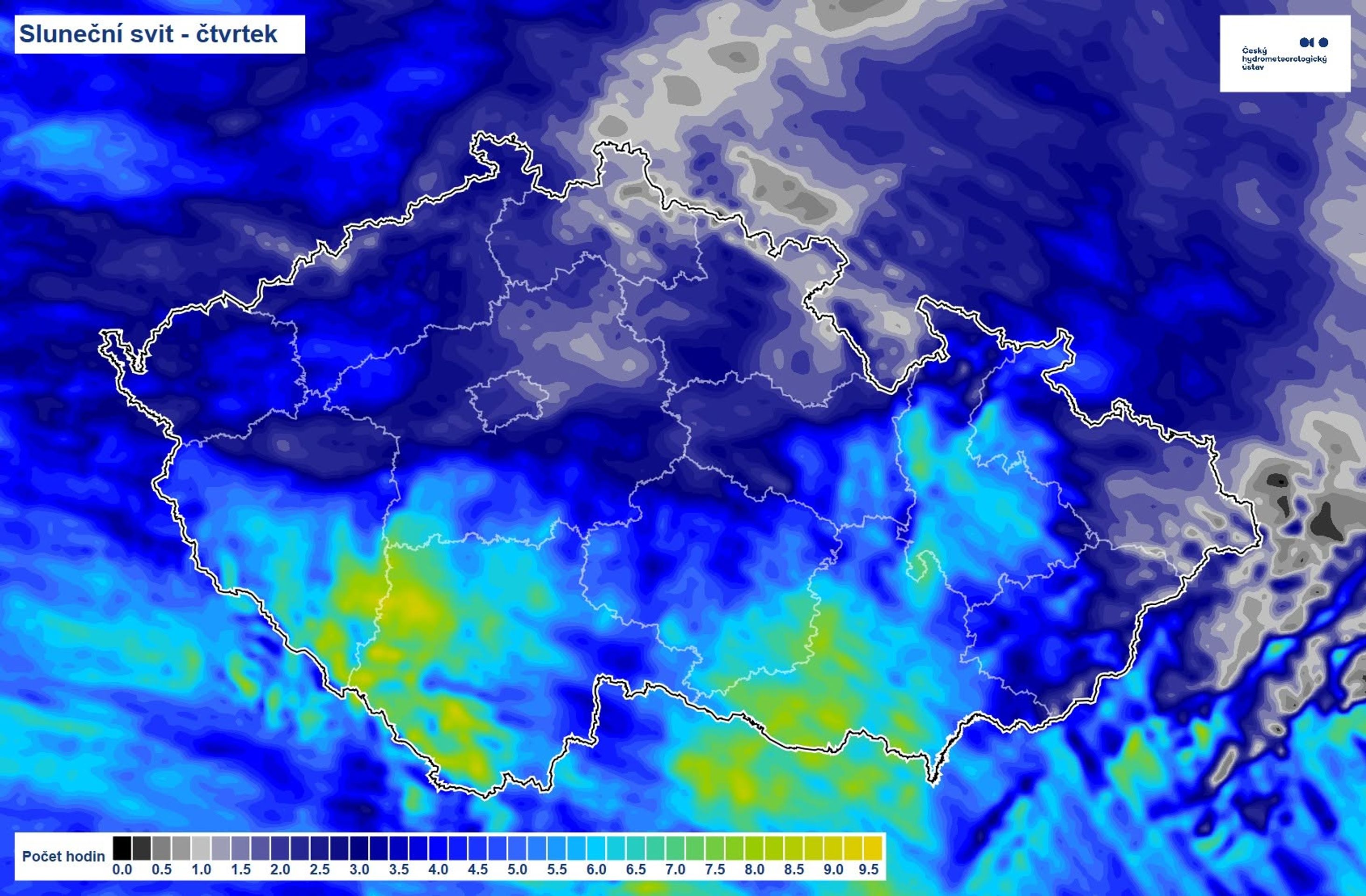 Sluneční svit – čtvrtek - Počasí ČHMÚ (2/3)