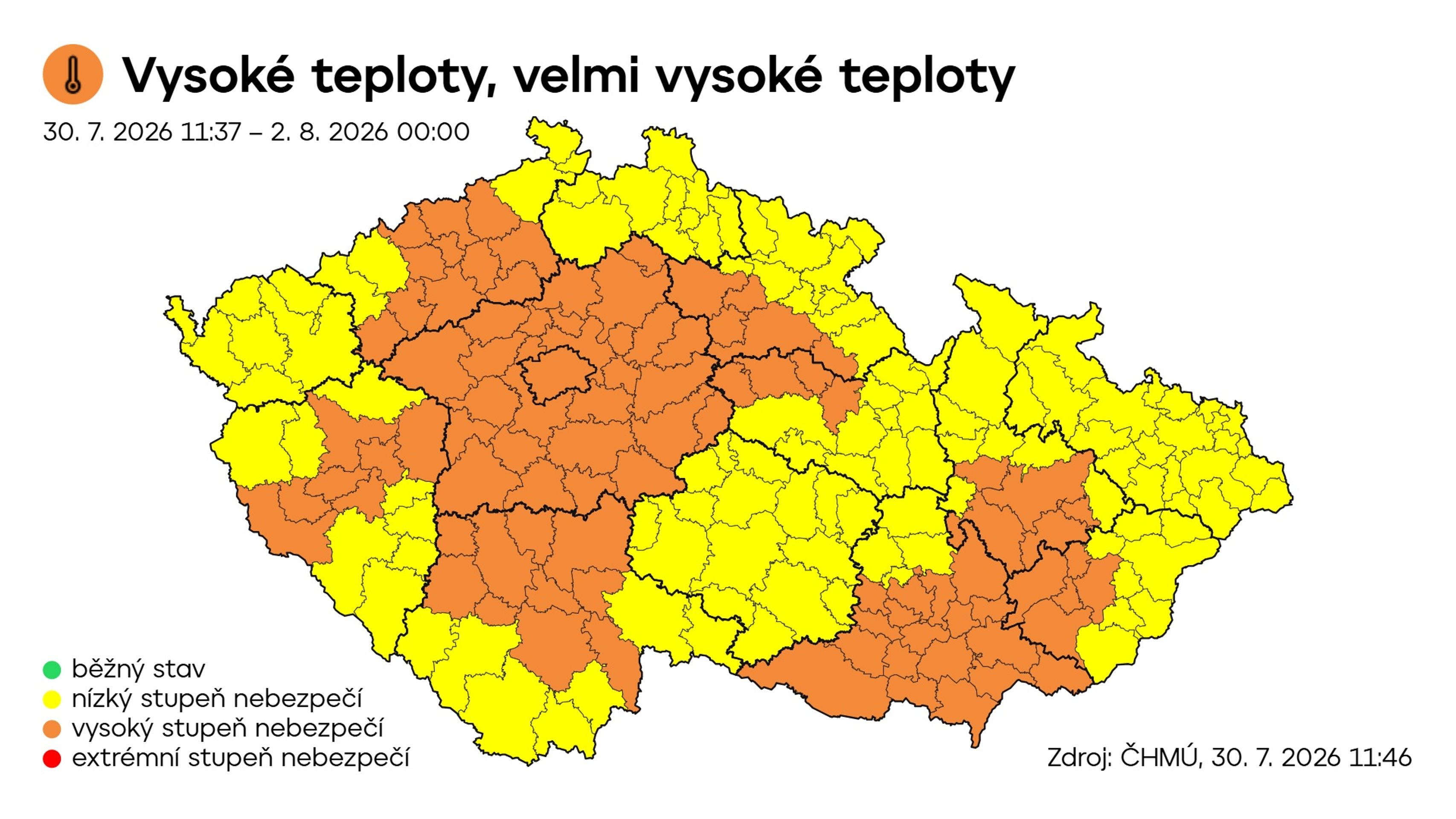 Výstraha ČHMÚ – Vysoké teploty, velmi vysoké teploty - Výstrahy ČHMÚ (2/5)