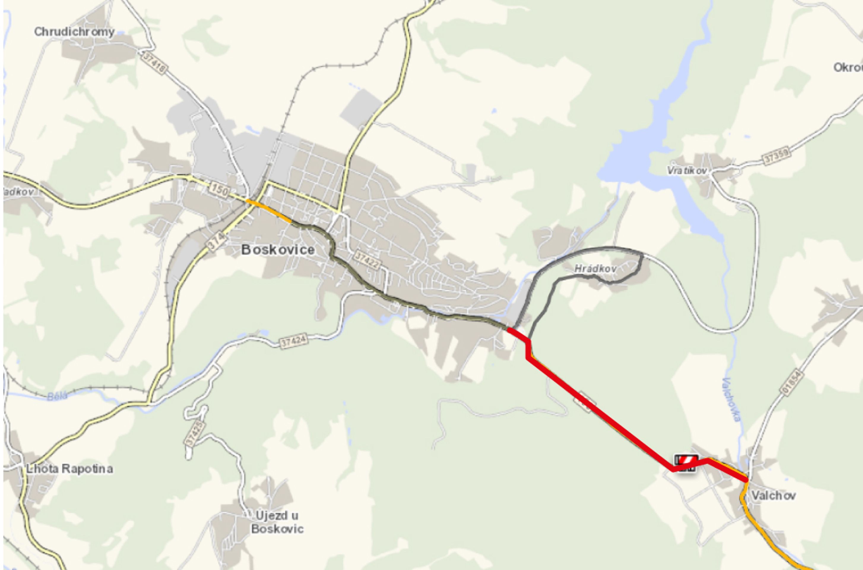 Boskovice - Valchov - Zablokované silnice a železnice (5/17)