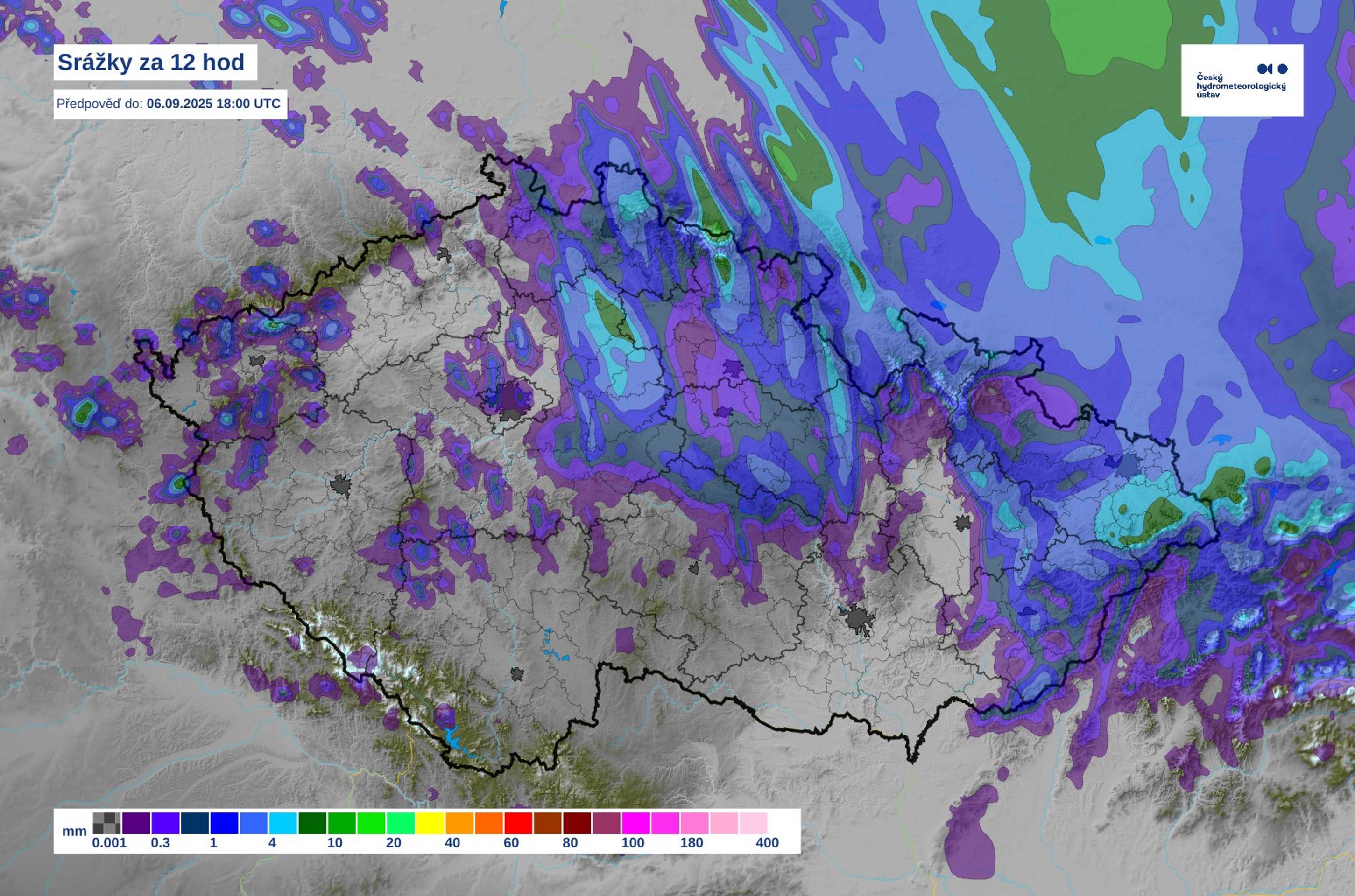 Předpověď úhrnu srážek - Mapa počasí – 6. 9. 2025 (4/4)